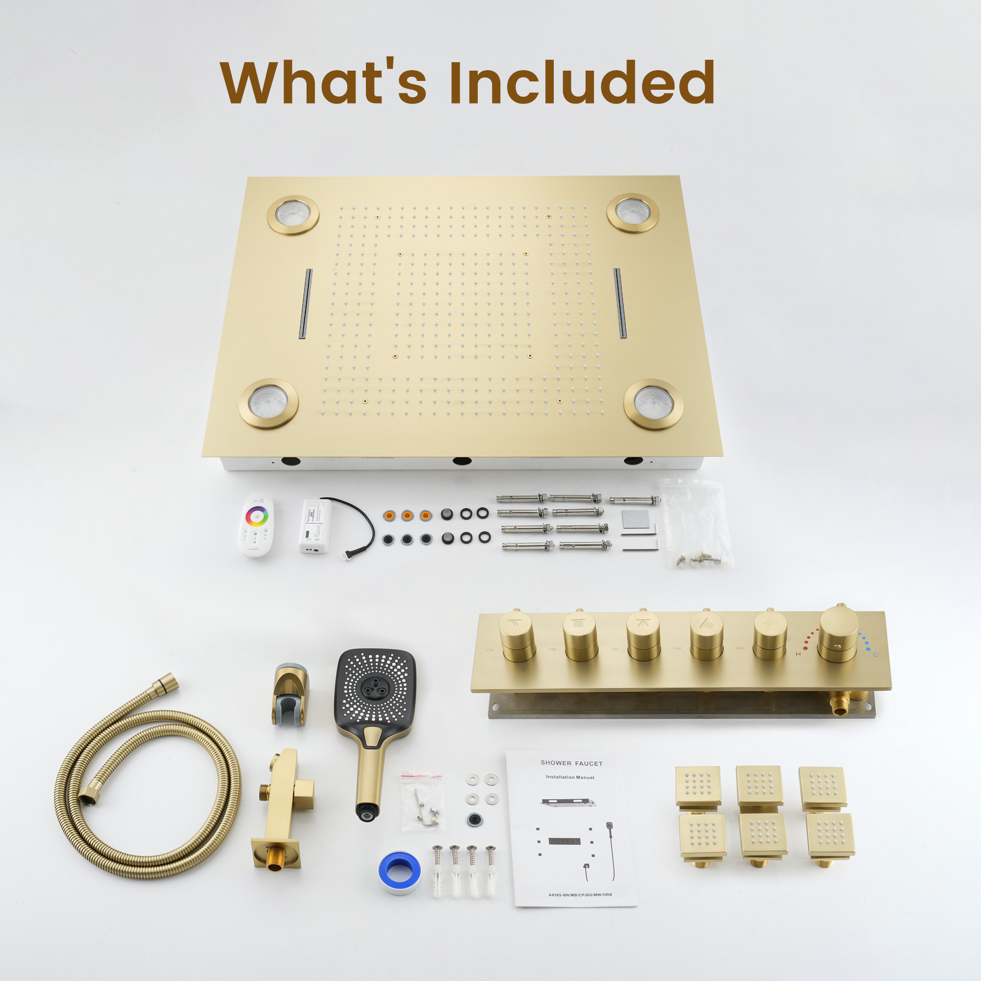 32" x 24" Luxury Shower System with Body Jets & LED Lights