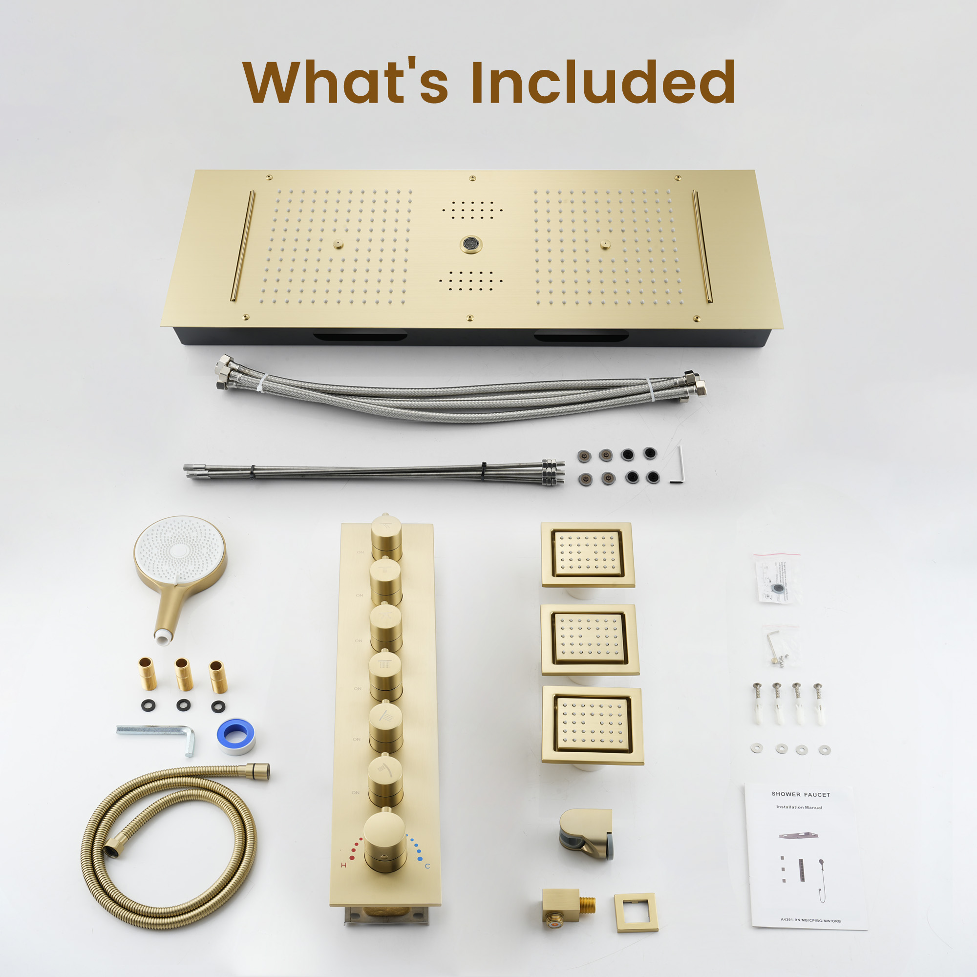 35" x 12" 6-Function Luxury Shower System with Body Jets & Bluetooth