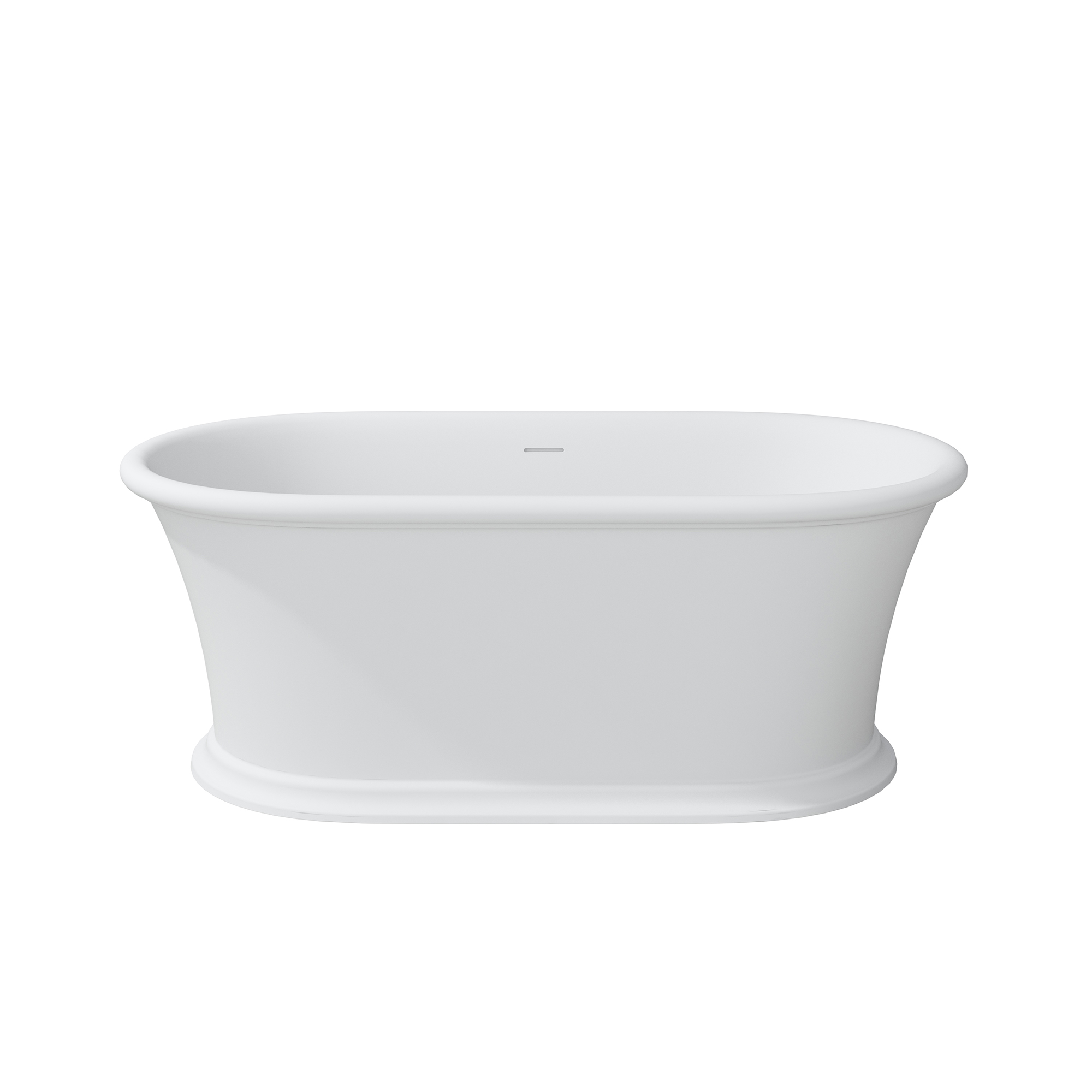 61" Hand-Polished Matte White Freestanding Bathtub with Pedestal Base