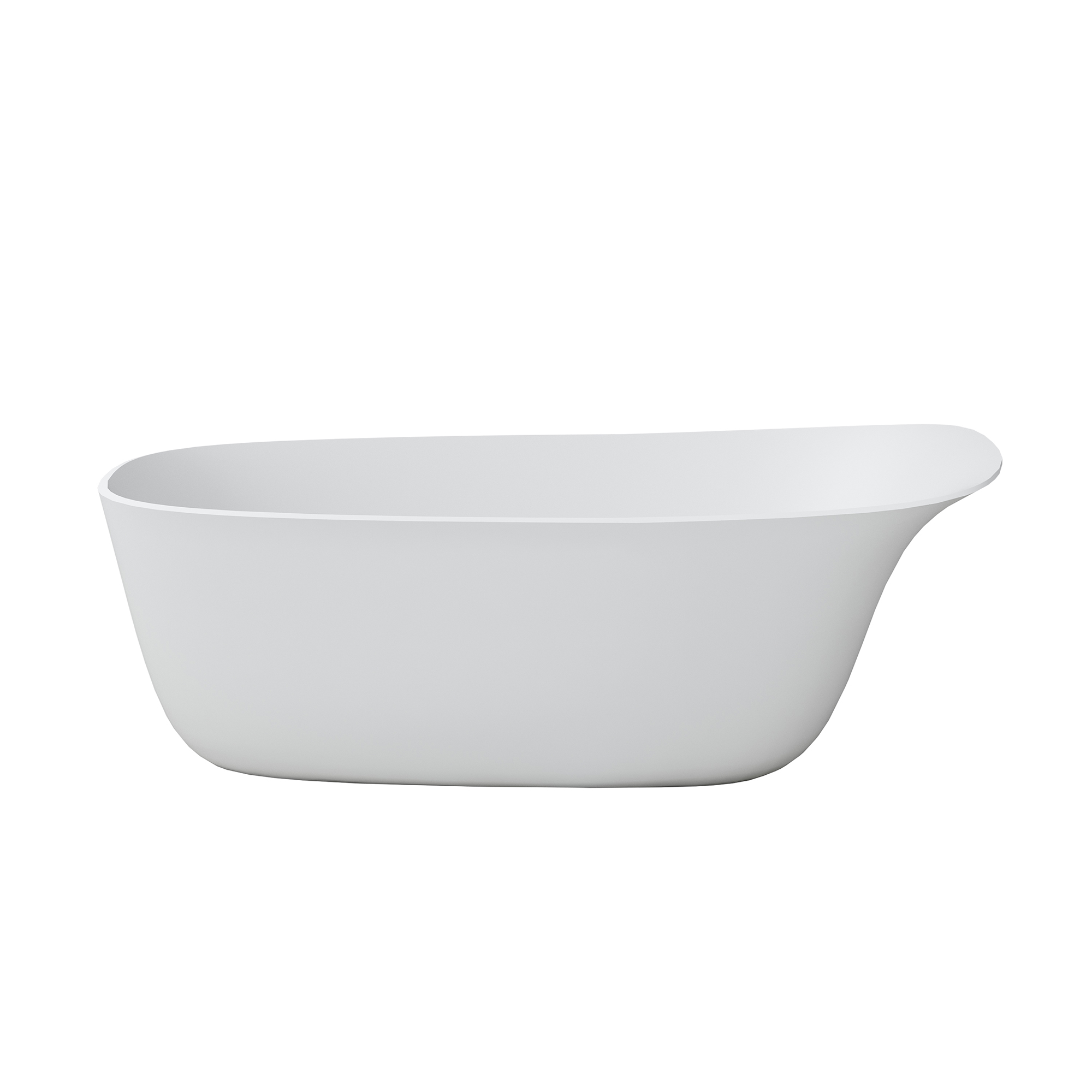 63" Solid Surface Freestanding Soaking Tub with Unique Cap Design