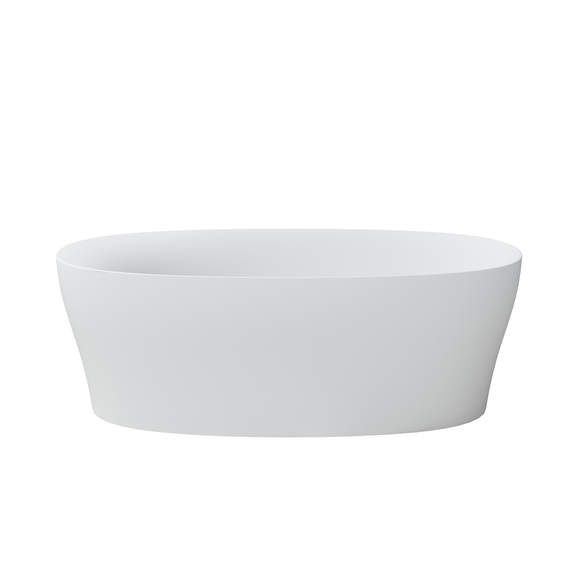 63" Solid Surface Freestanding Bathtub with Thickened Edge in Matte White