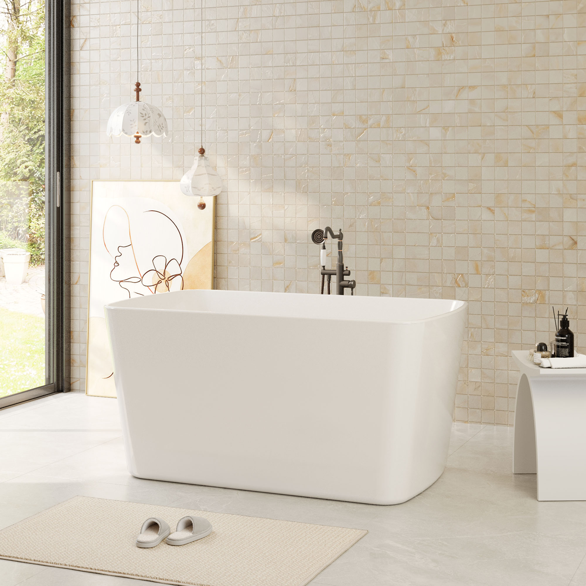 49" Acrylic Freestanding Japanese Soaking Bathtub with Sit-In Design - Glendale