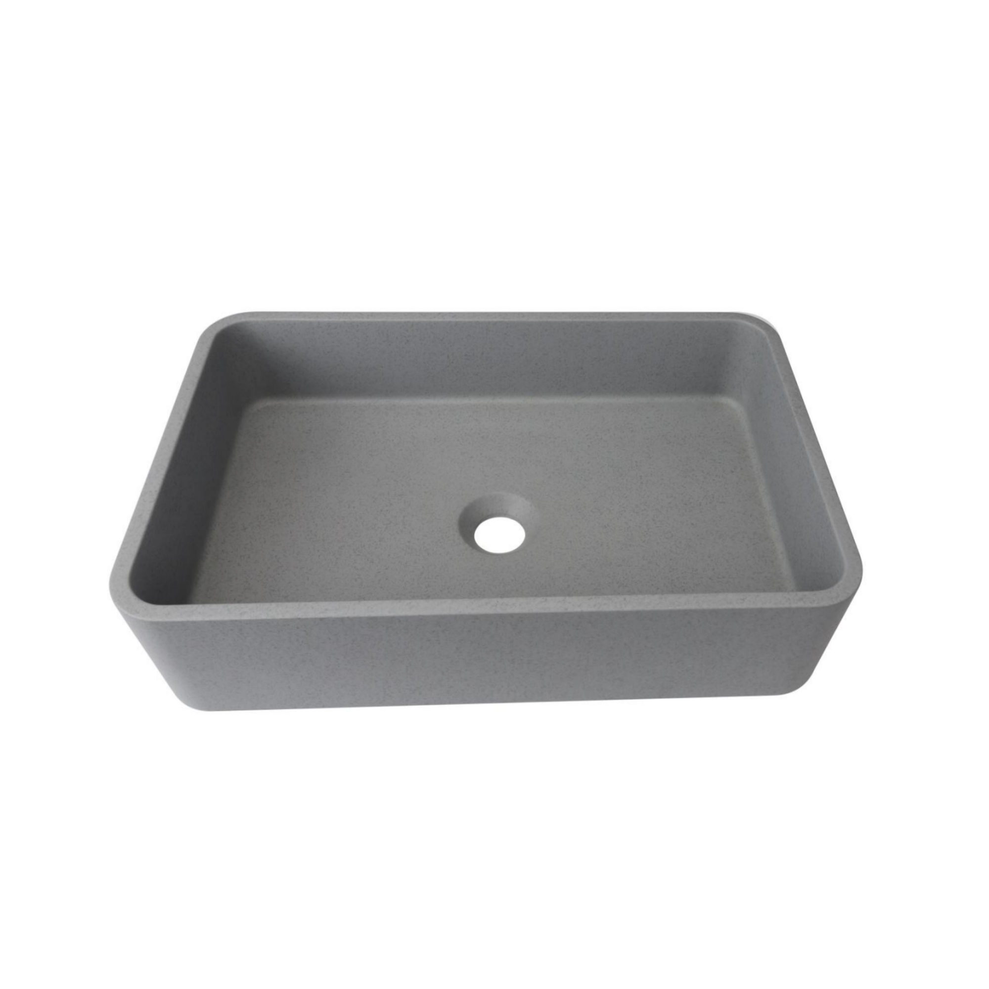 22-inch Bathroom Square Concrete Vessel Sink in Cement Grey