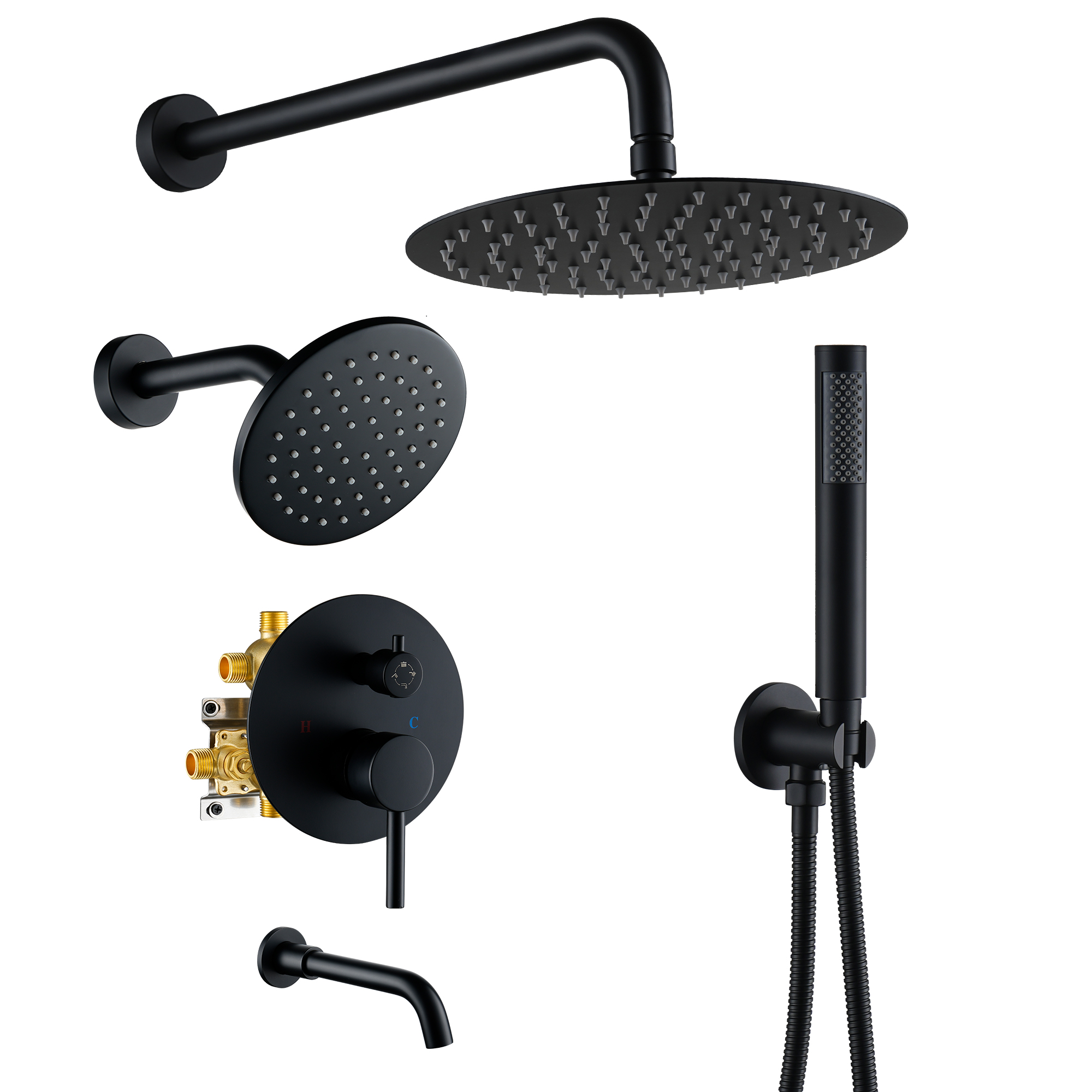 10-inch 4-Function Wall-Mounted Dual Shower System with Tub Filler