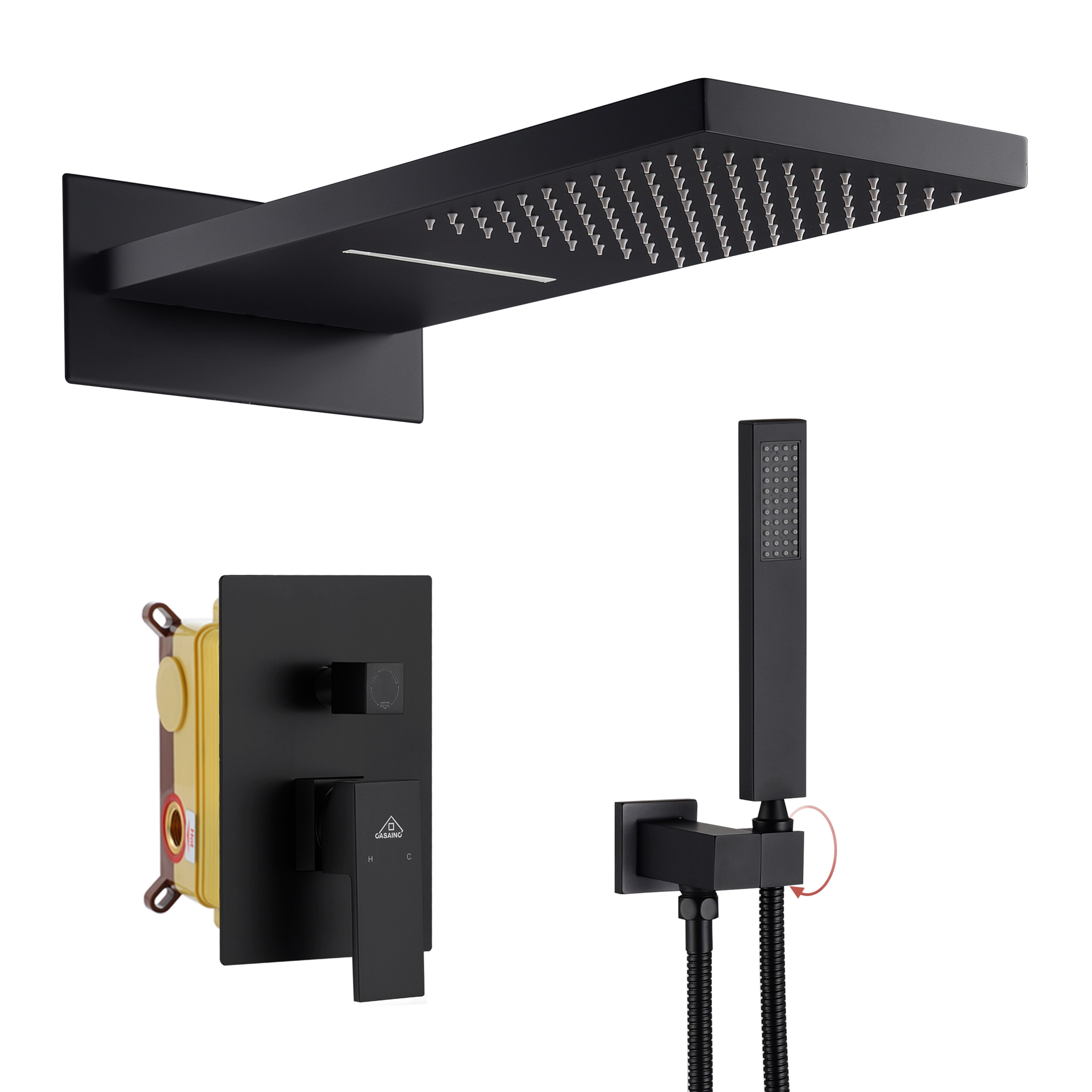 22" Wall Mounted Stainless Steel Shower Systems With Handheld Shower