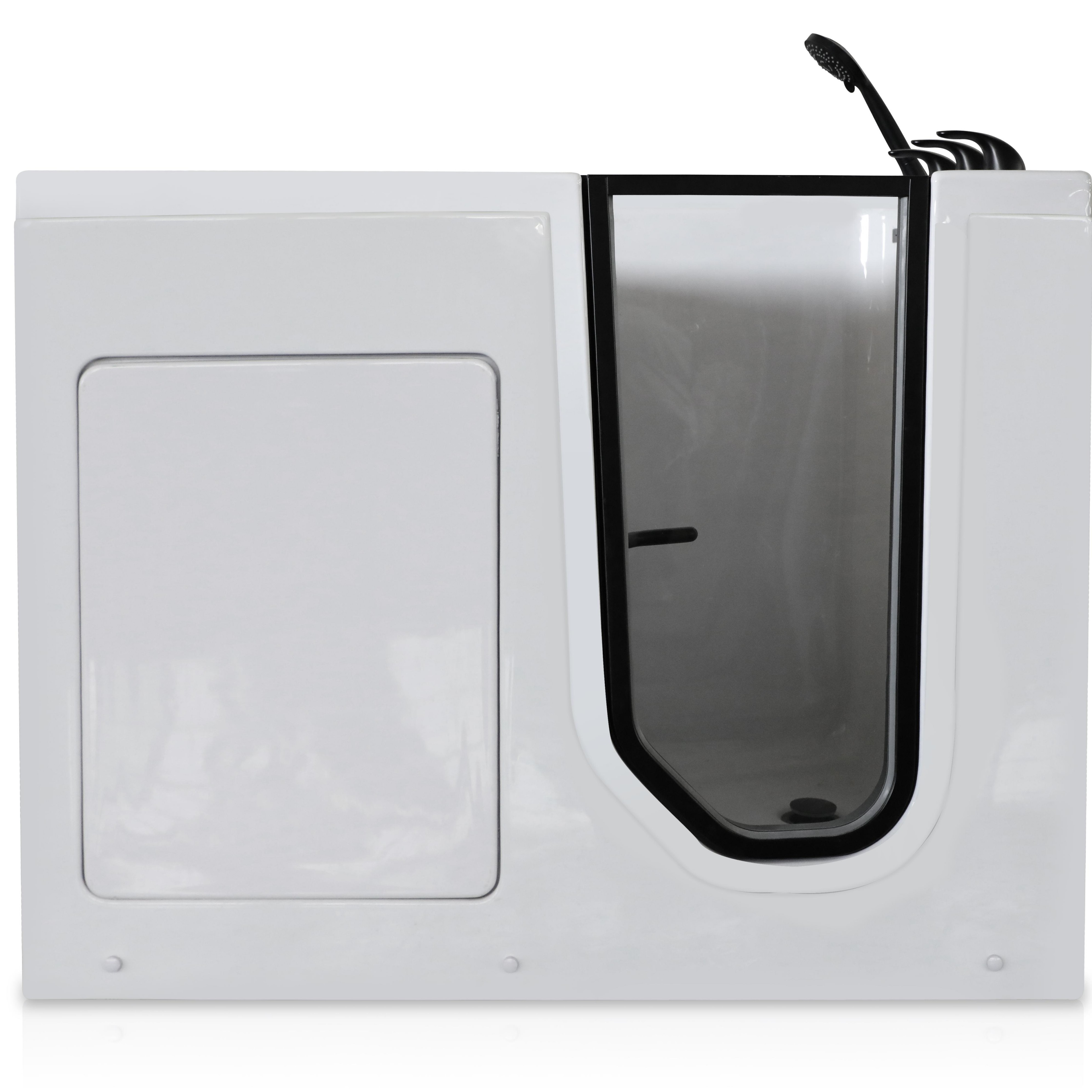 49" Glossy White Acrylic Walk-In Soaking Bathtub with High-Flow Faucet