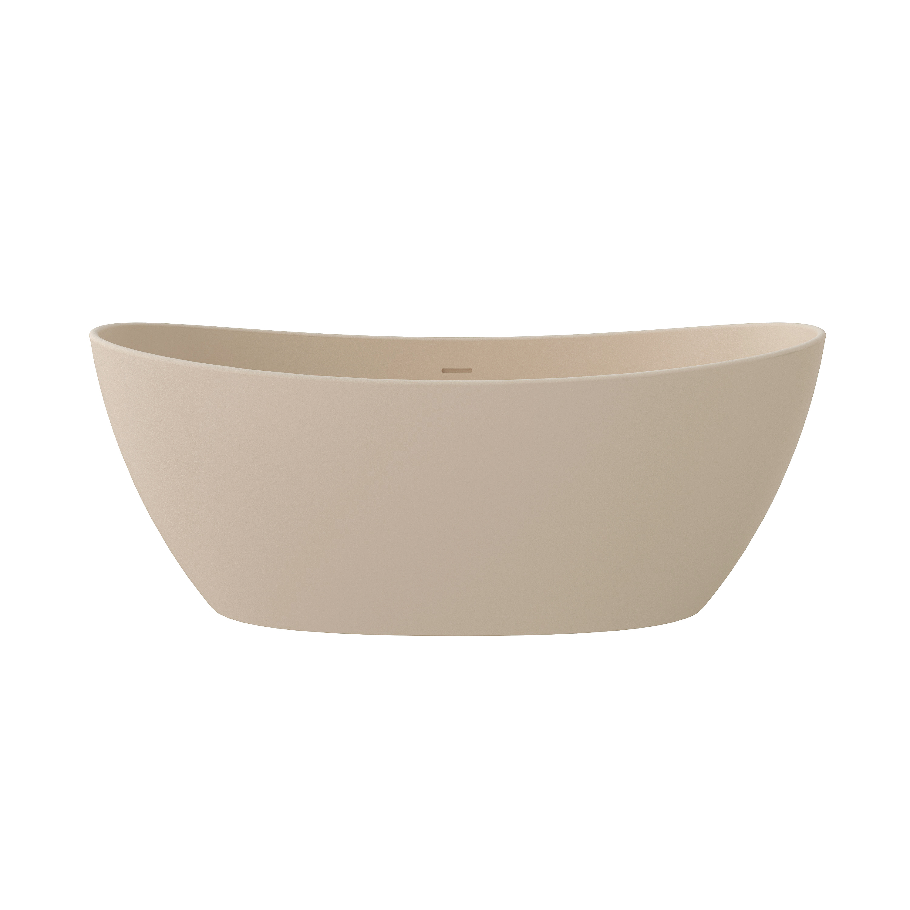 65" Double-Ended Freestanding Solid Surface Bathtub with Modern Cream-Style Soaking