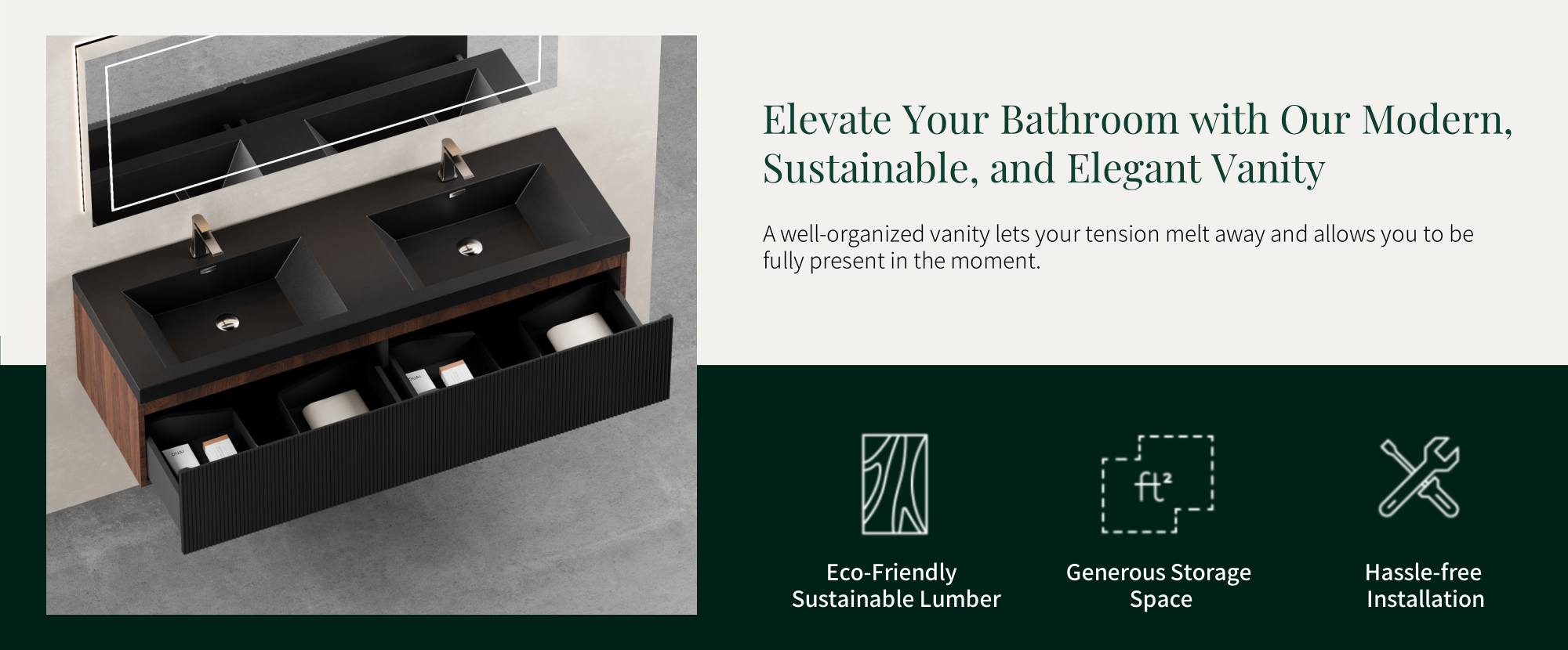 Wall-Mounted Vanity with 2 Sinks