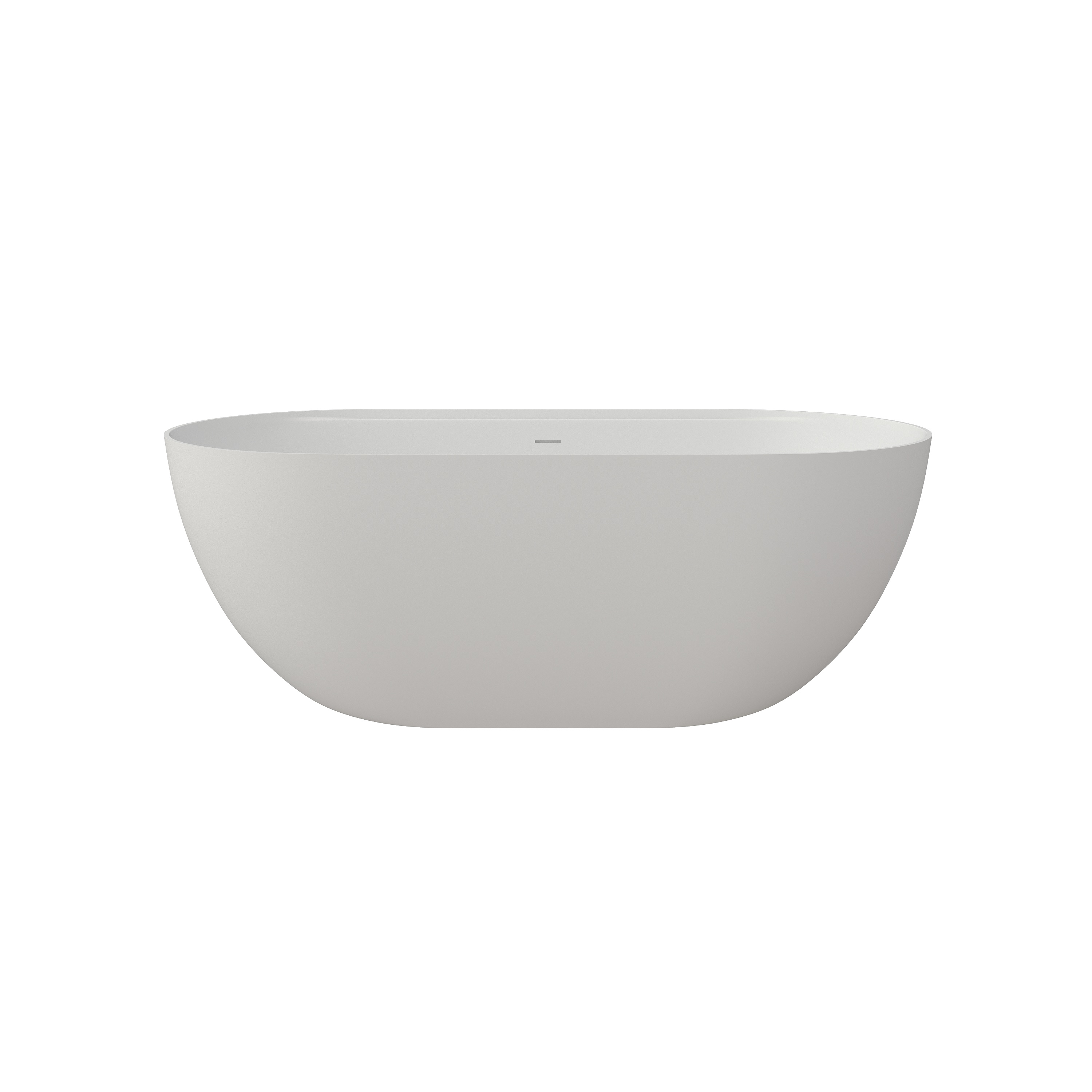 59" Matte White Solid Surface Freestanding Soaking Tub with Bath Caddy