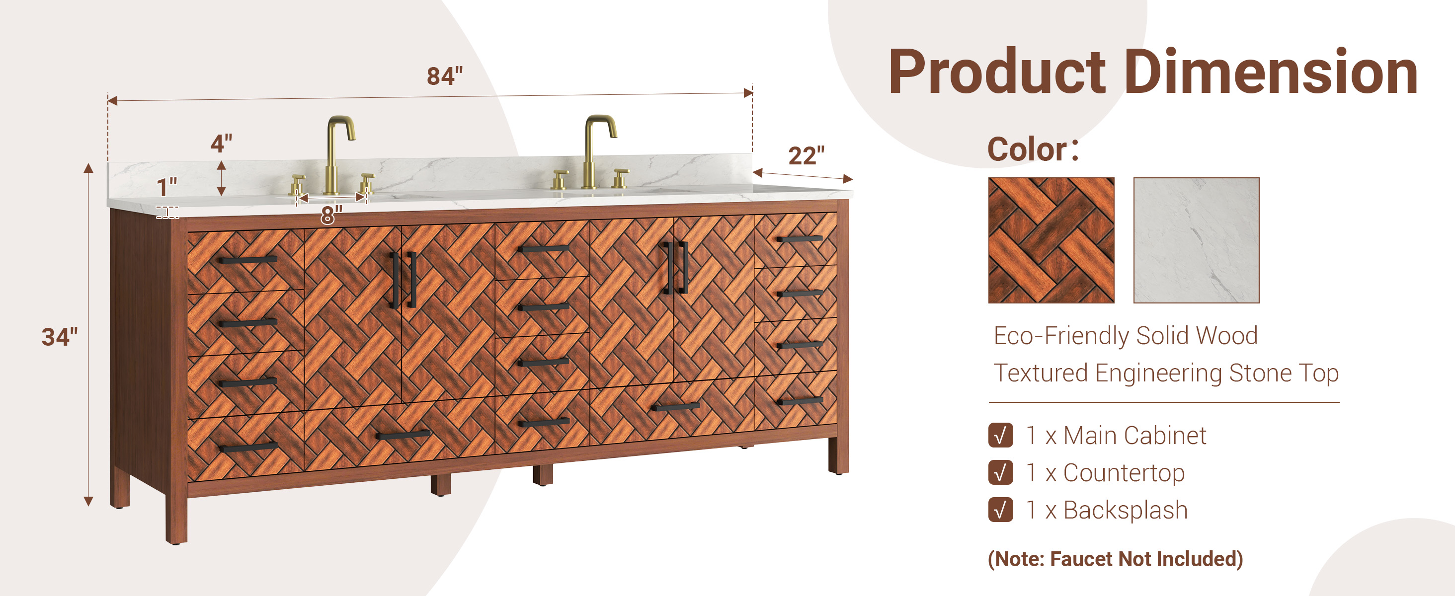 84 inch Freestanding Vanity Dimensions