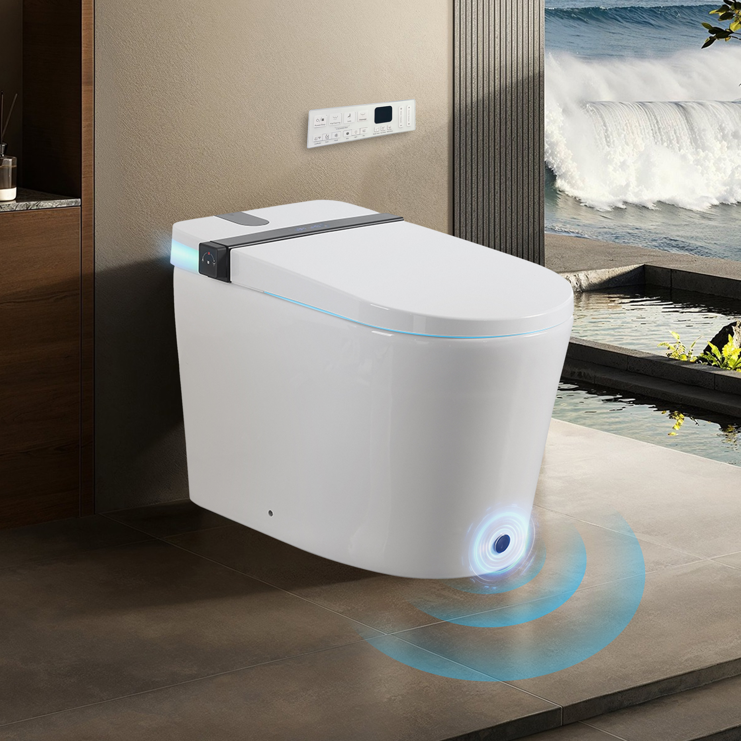 Foam Shield Smart Bidet Toilet with Automatic Lid & Multiple Wash Modes