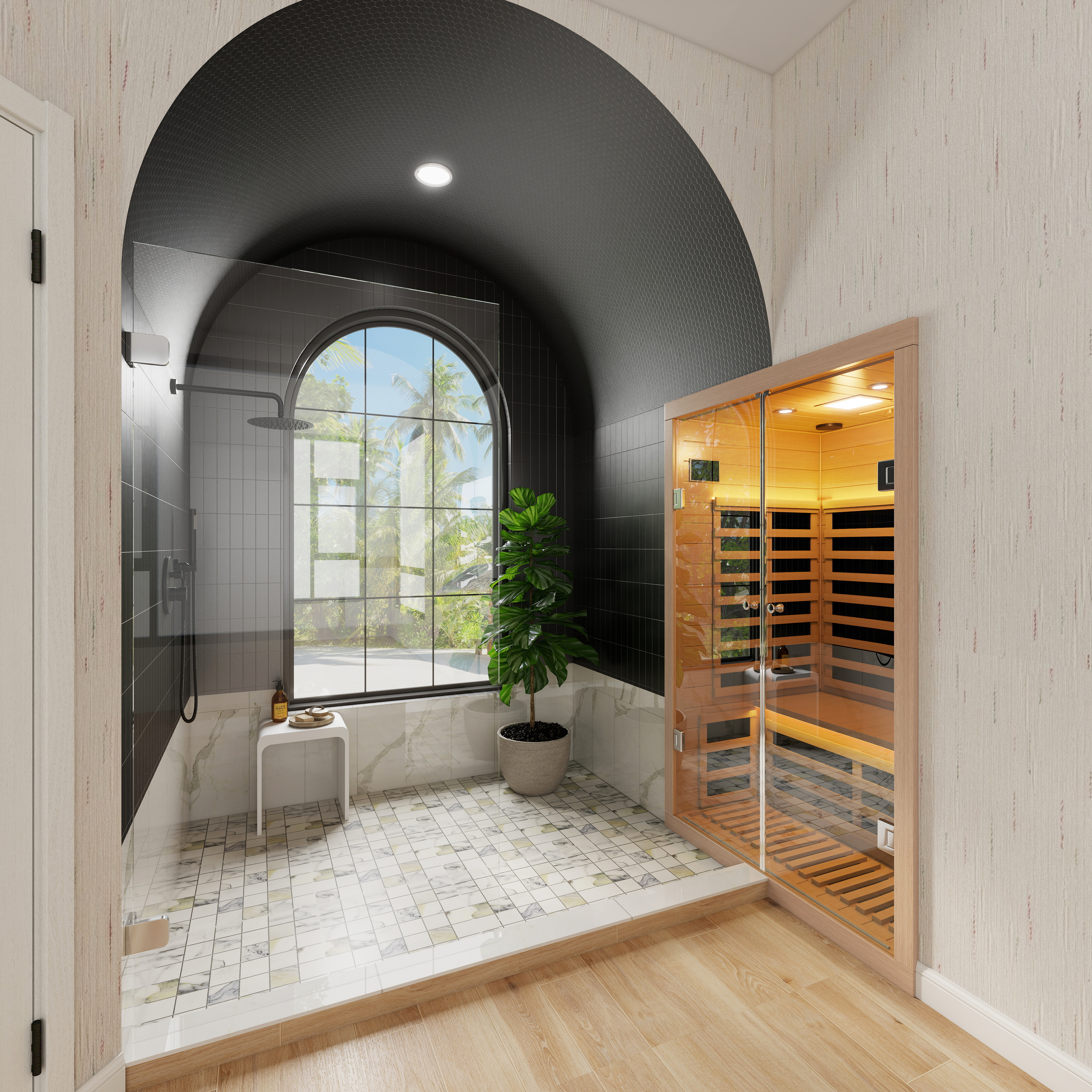 Low EMF 2-Person Far Infrared Hemlock Sauna Room with Double Glass Doors