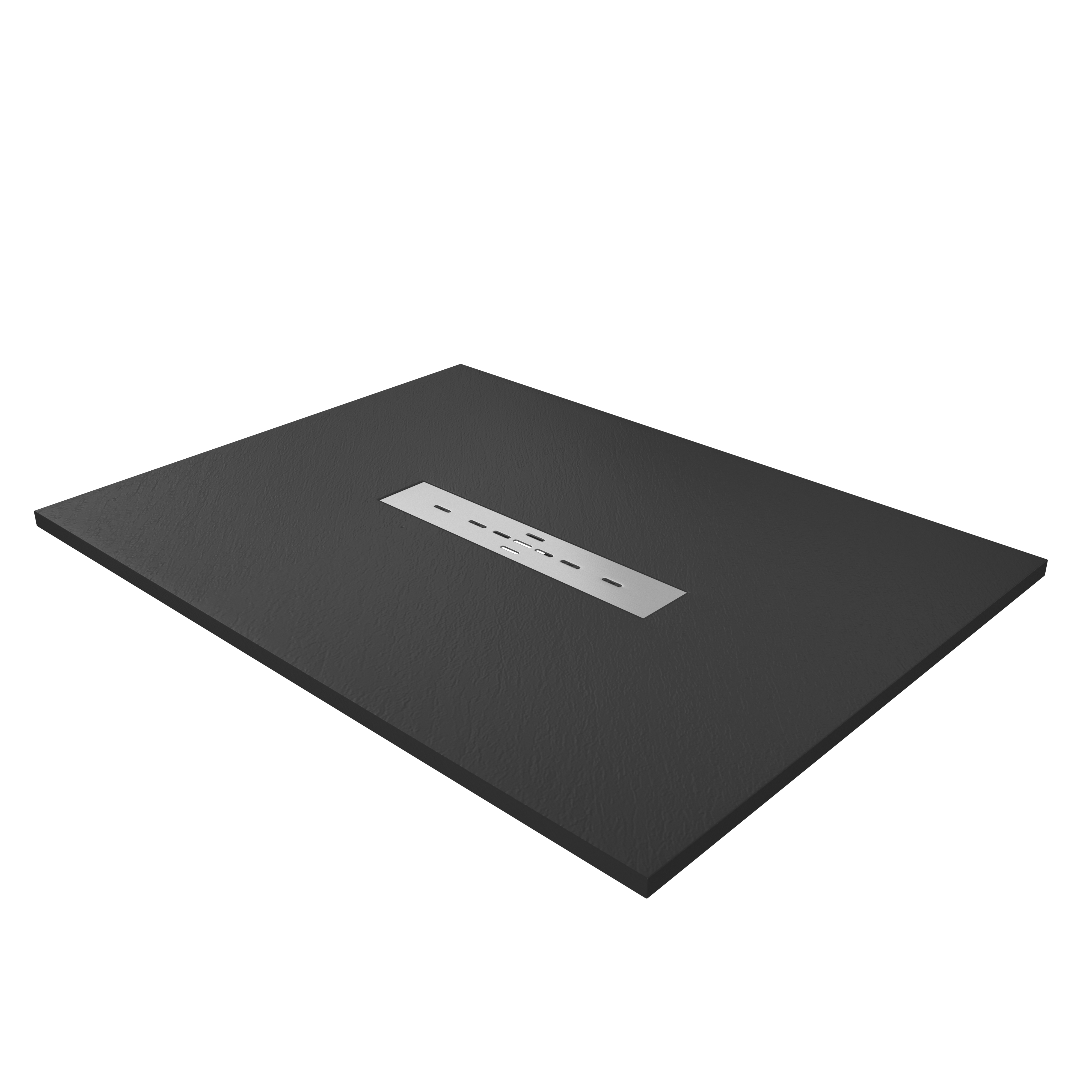 Durable SMC Composite Shower Base Pan with Center Drain in Black & White