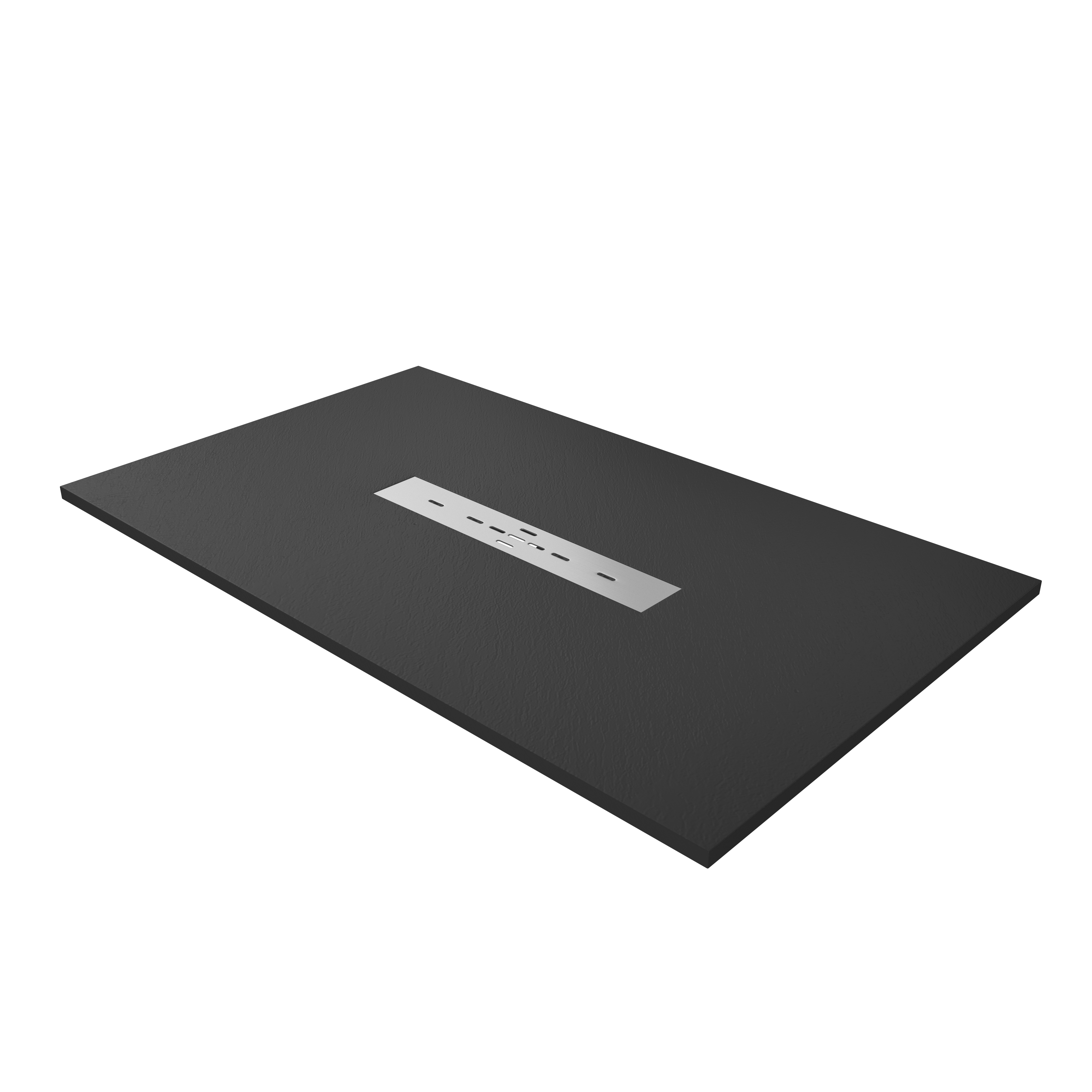 Durable SMC Composite Shower Base Pan with Center Drain in Black & White