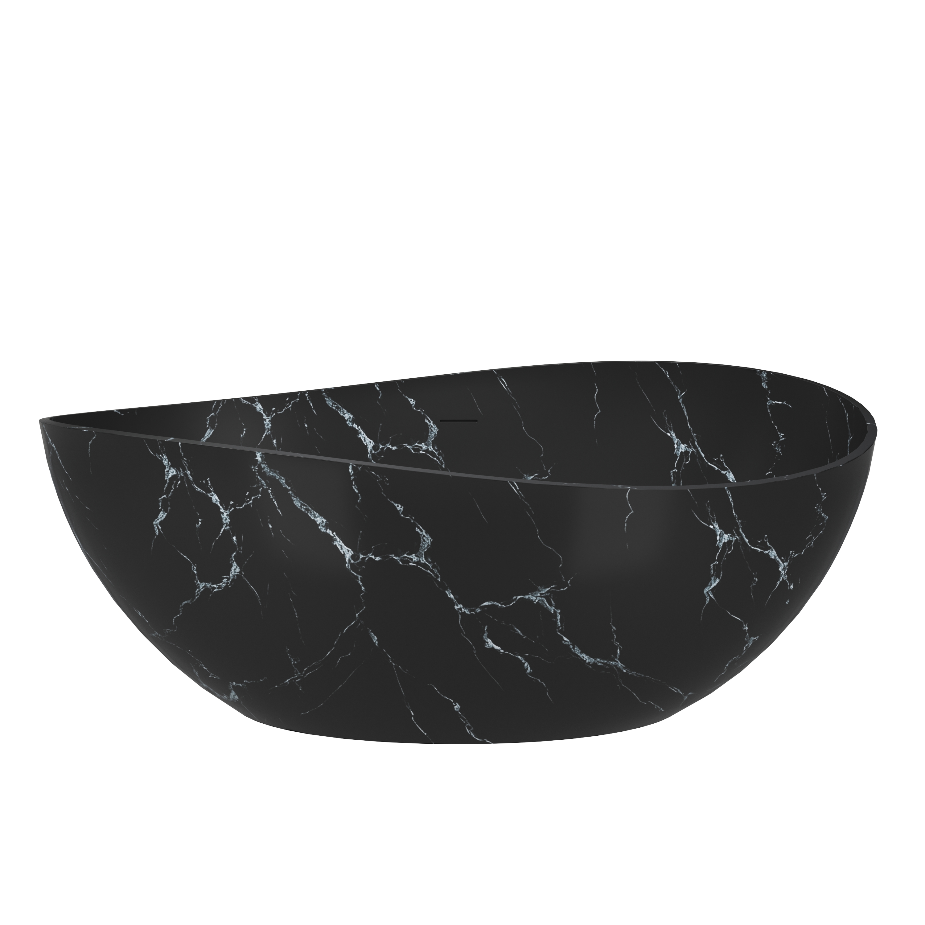 63" Artistic Marble Sculptural Solid Surface Freestanding Soaking Bathtub