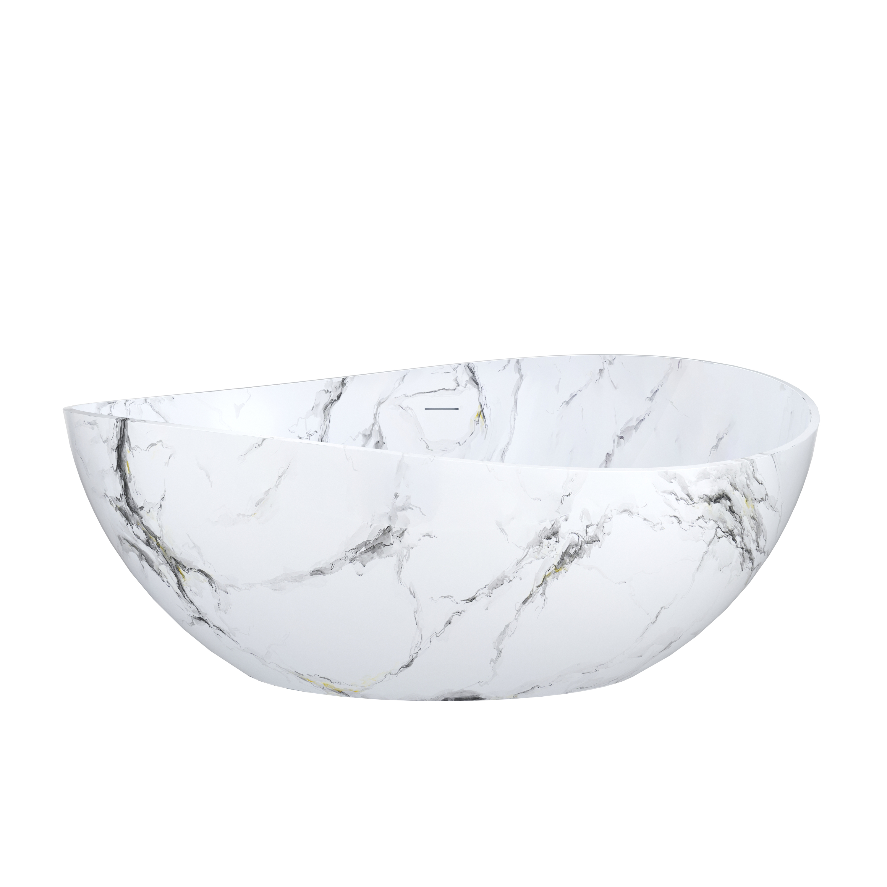 63" Artistic Marble Sculptural Solid Surface Freestanding Soaking Bathtub