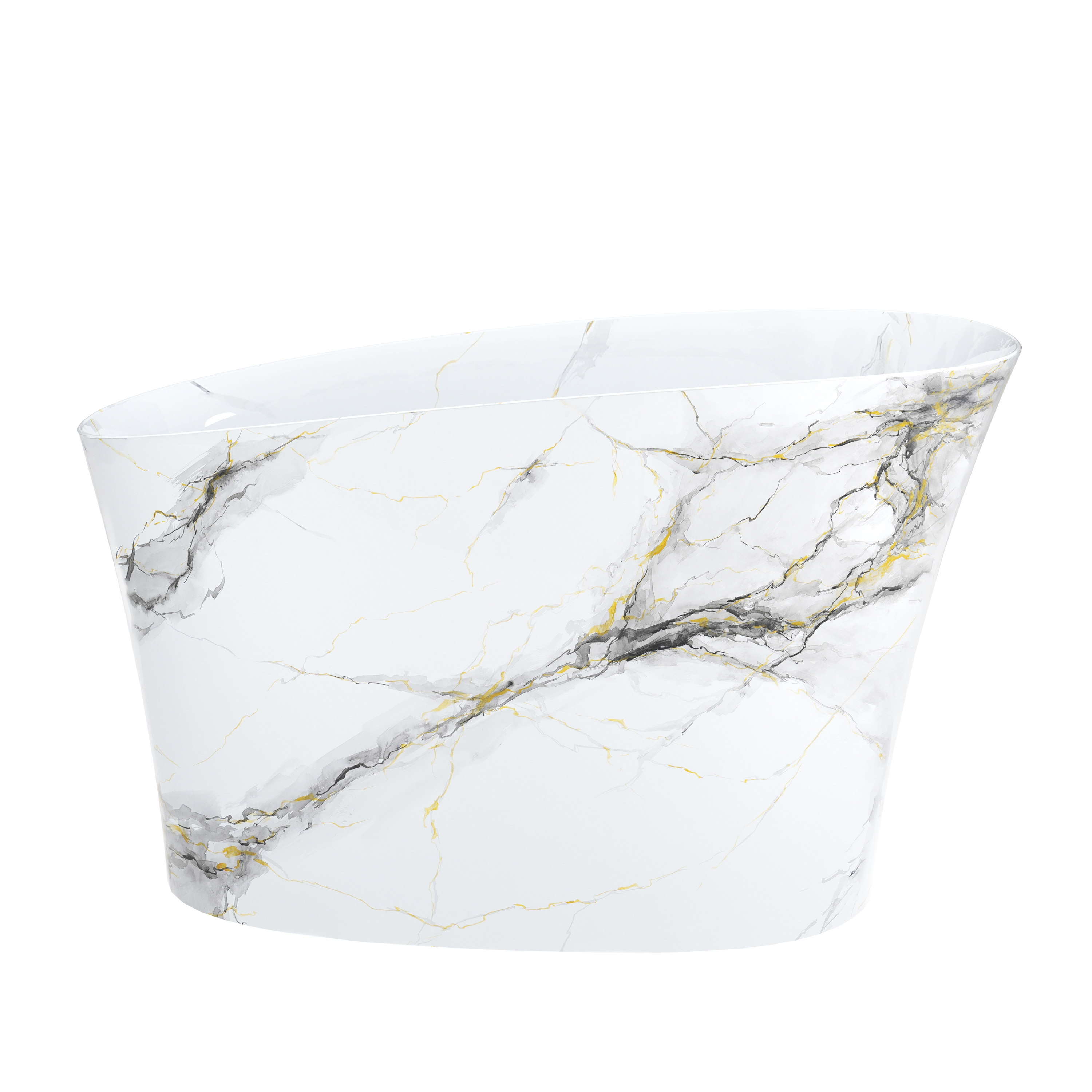 51" Freestanding Solid Surface Soaking Tub with Built-In Seat in Wood Grain & Marble Finish