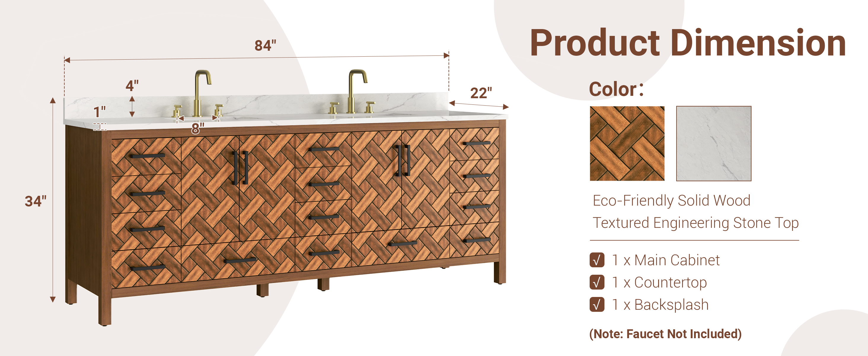 84 inch Freestanding Vanity Dimensions