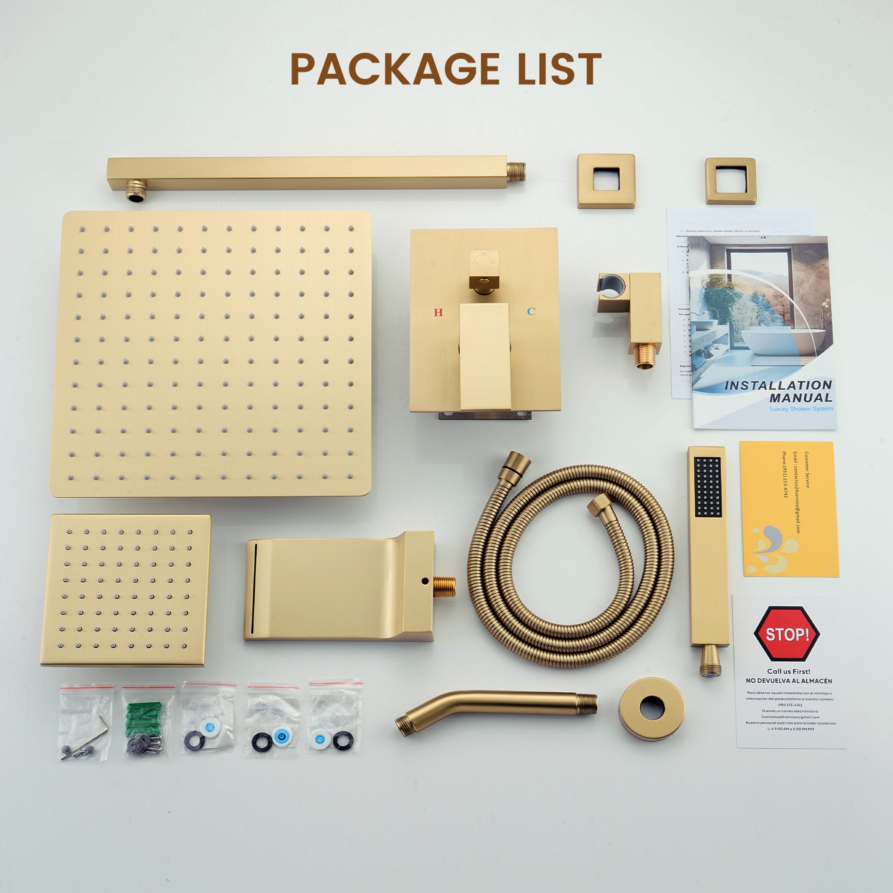 12" 4-Function Dual Shower Head System with Tub Spout