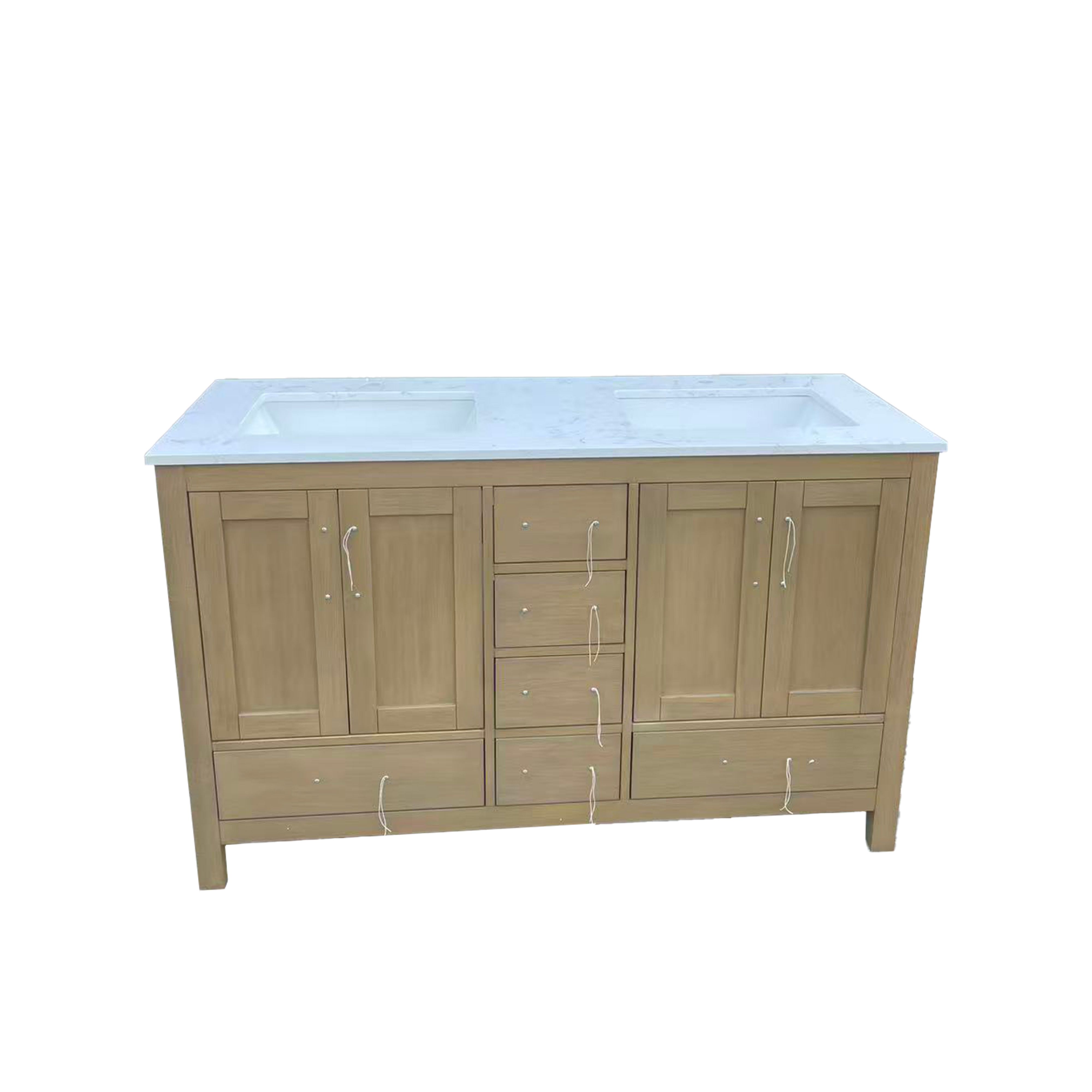 42"/55"/60"/72"/84" Warm Oak Freestanding Bathroom Vanity with Solid Wood Construction