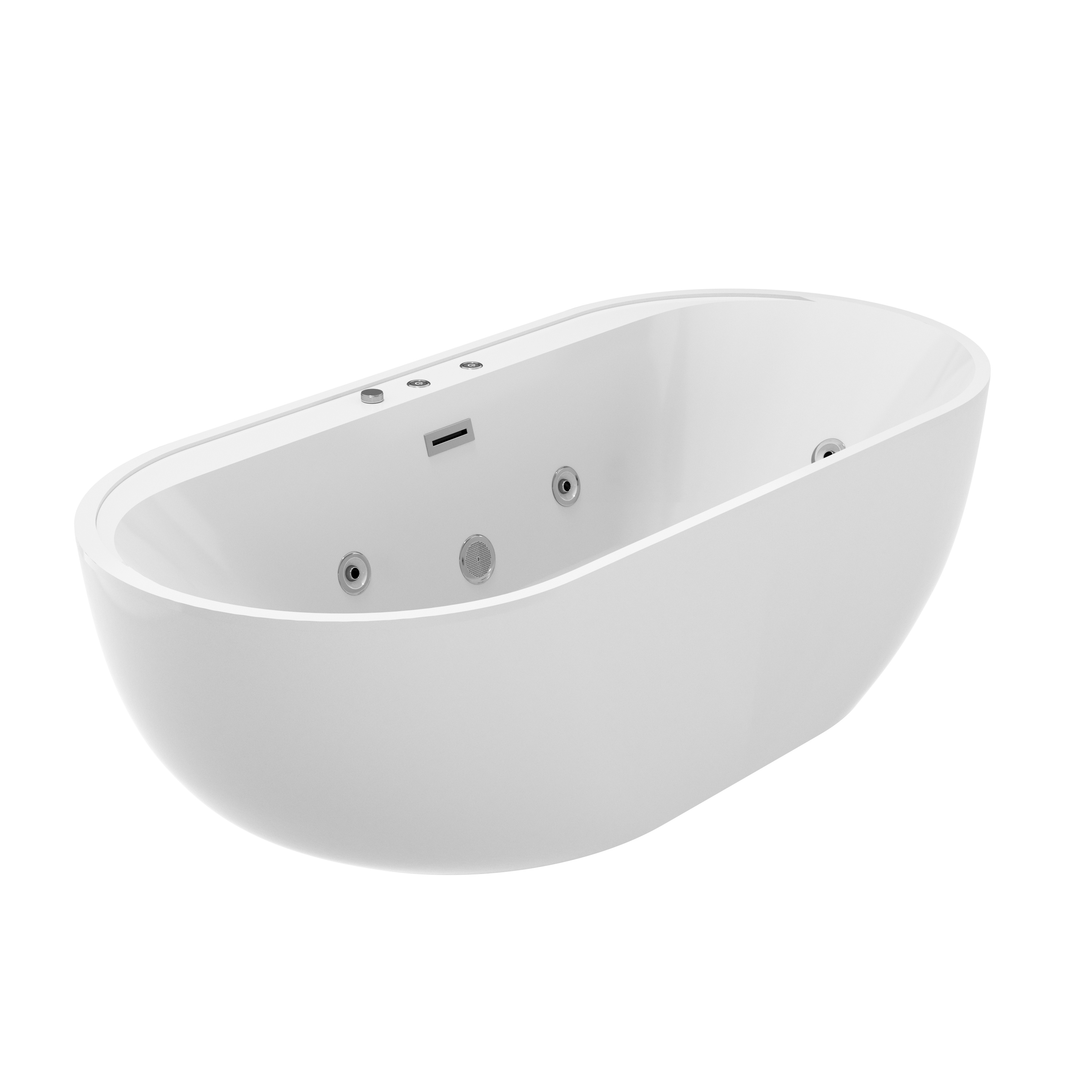 67" Whirlpool and Air Massage Bathtub with Adjustable Air Blower, 6 Hydro Jets & 8 Bubble Jets