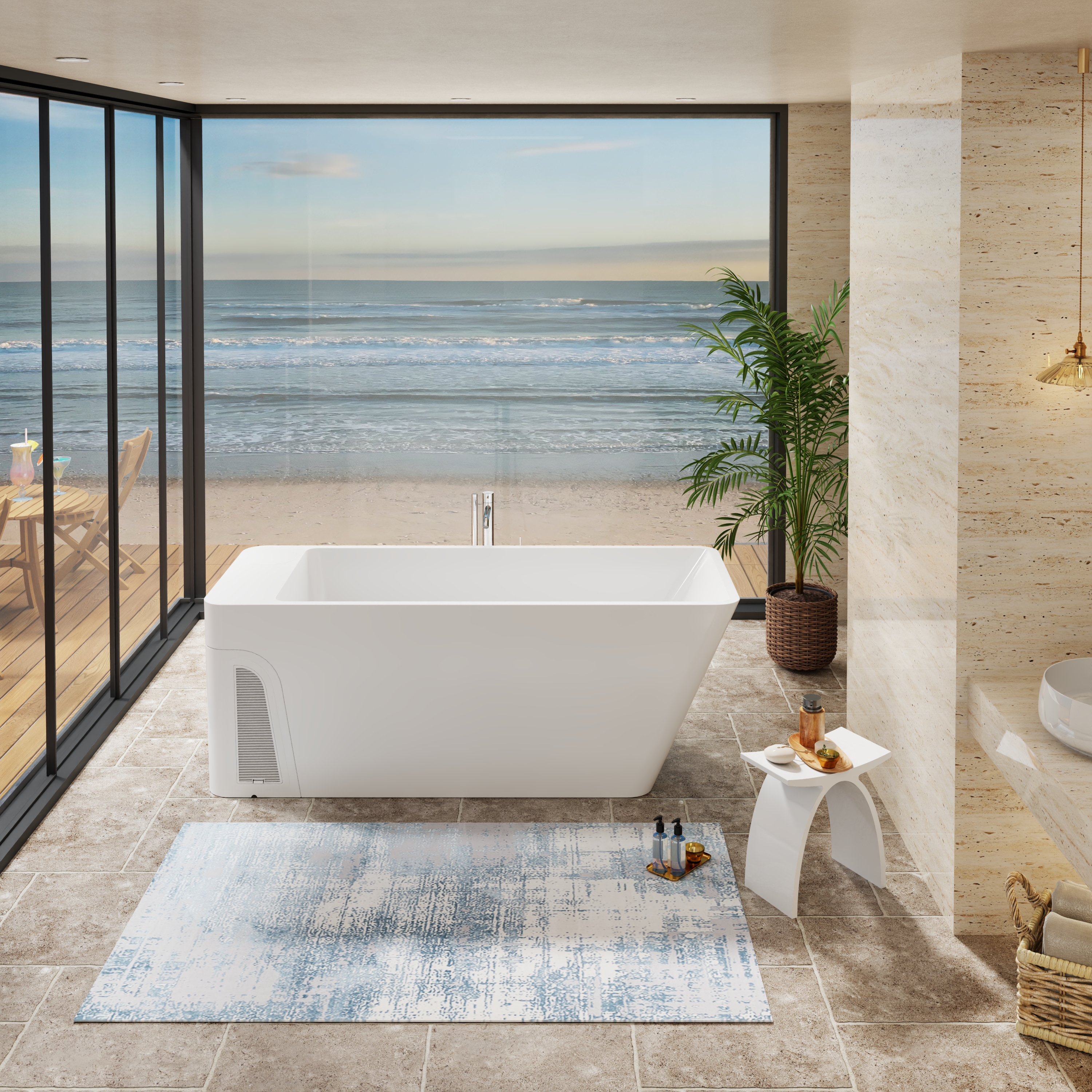 77" All-in-One Cold Plunge Tub with Built-In Chiller and Insulated Cover