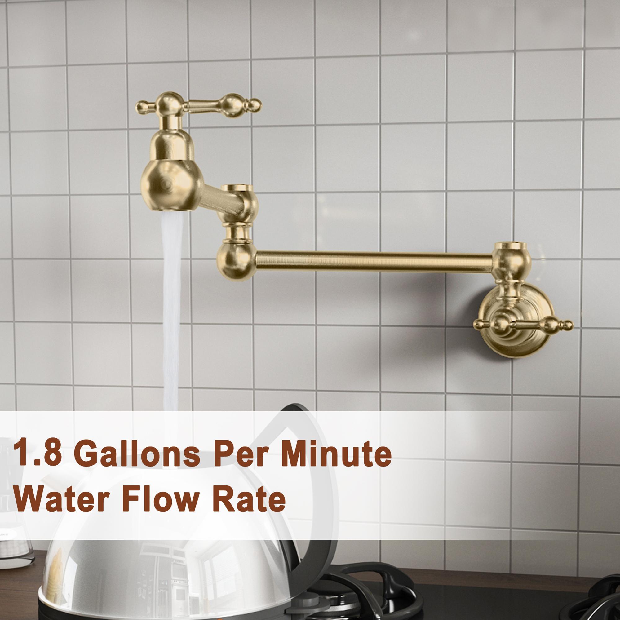 Retro Wall-Mount Pot Filler Kitchen Faucet with 360° Rotation & High-Flow Aerator