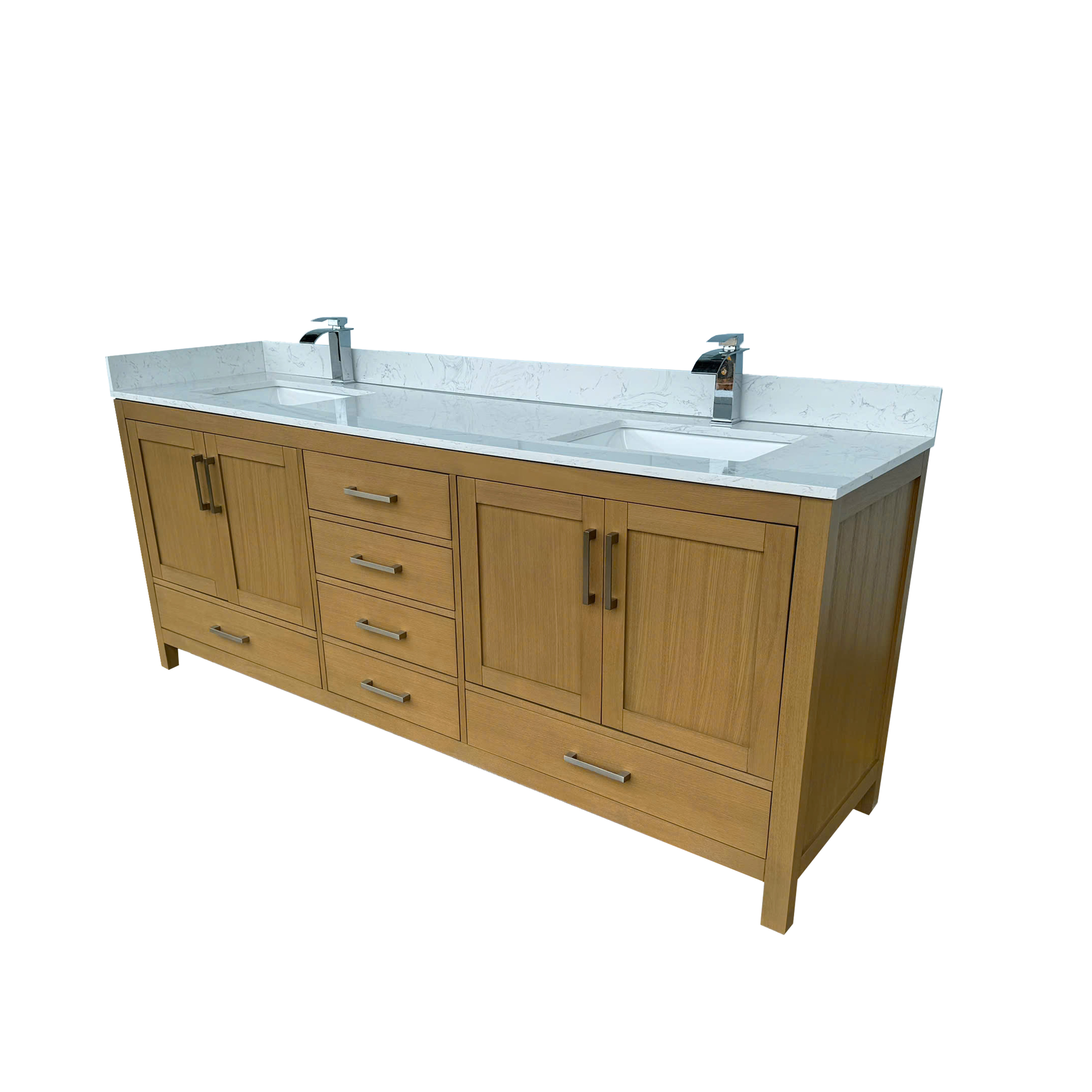 42"/55"/60"/72"/84" Warm Oak Freestanding Bathroom Vanity with Solid Wood Construction