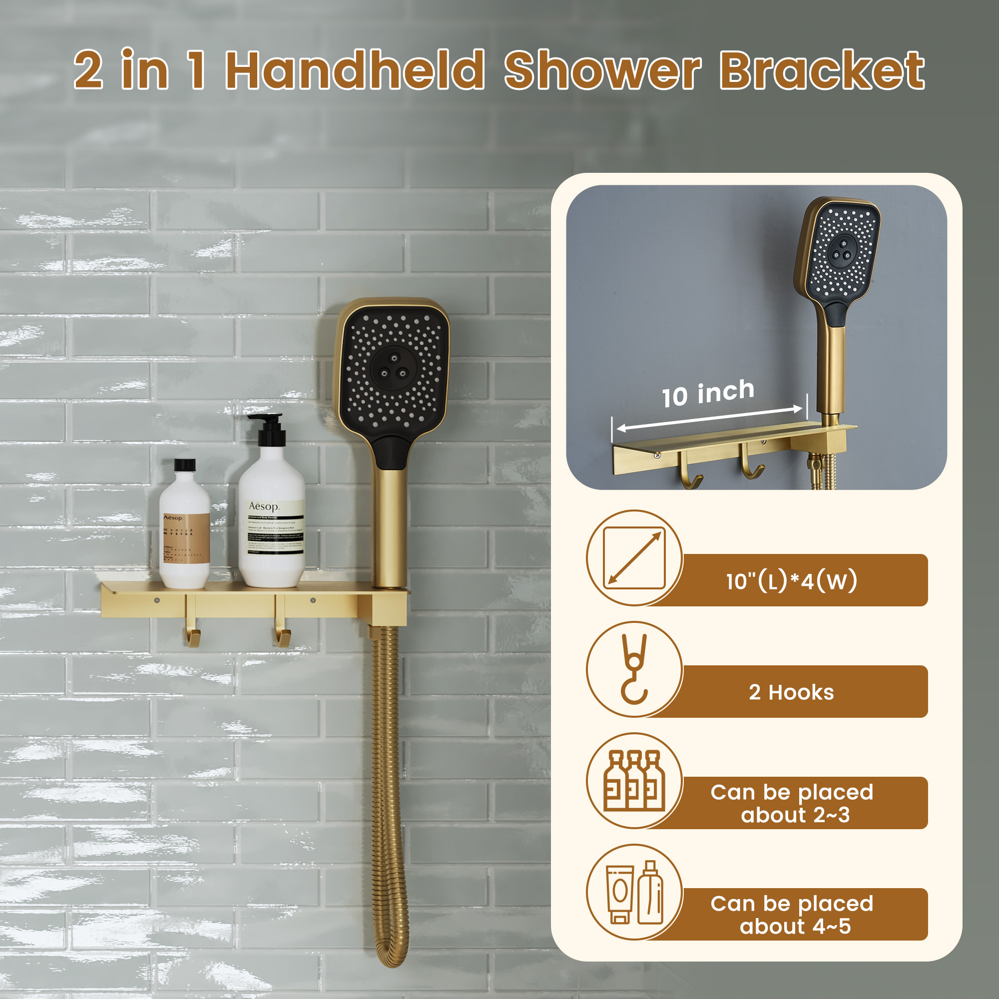 Ceiling Mount 3 Function Thermostatic Shower System with Rainfall Massage Jets