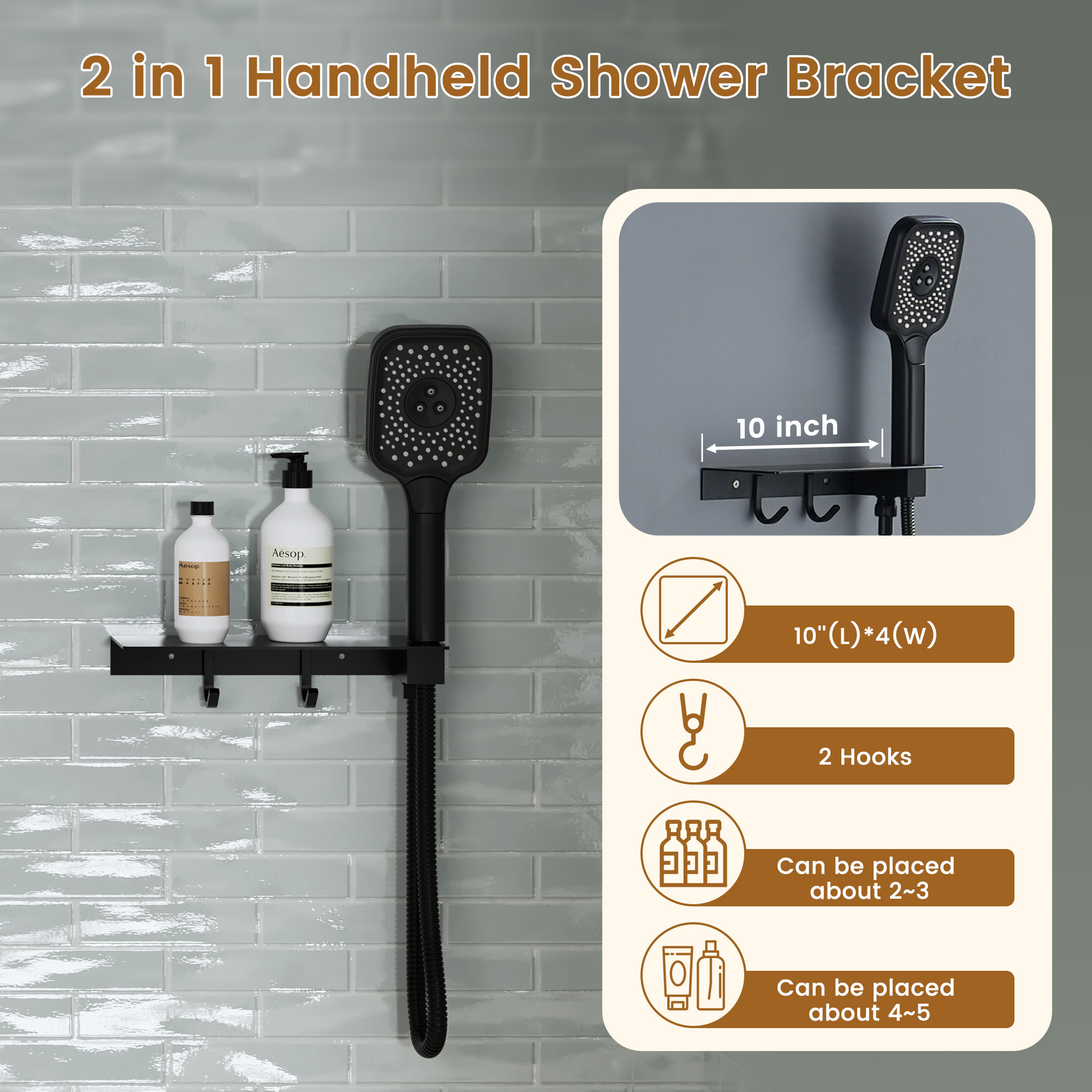 Ceiling Mount 3 Function Thermostatic Shower System with Rainfall Massage Jets