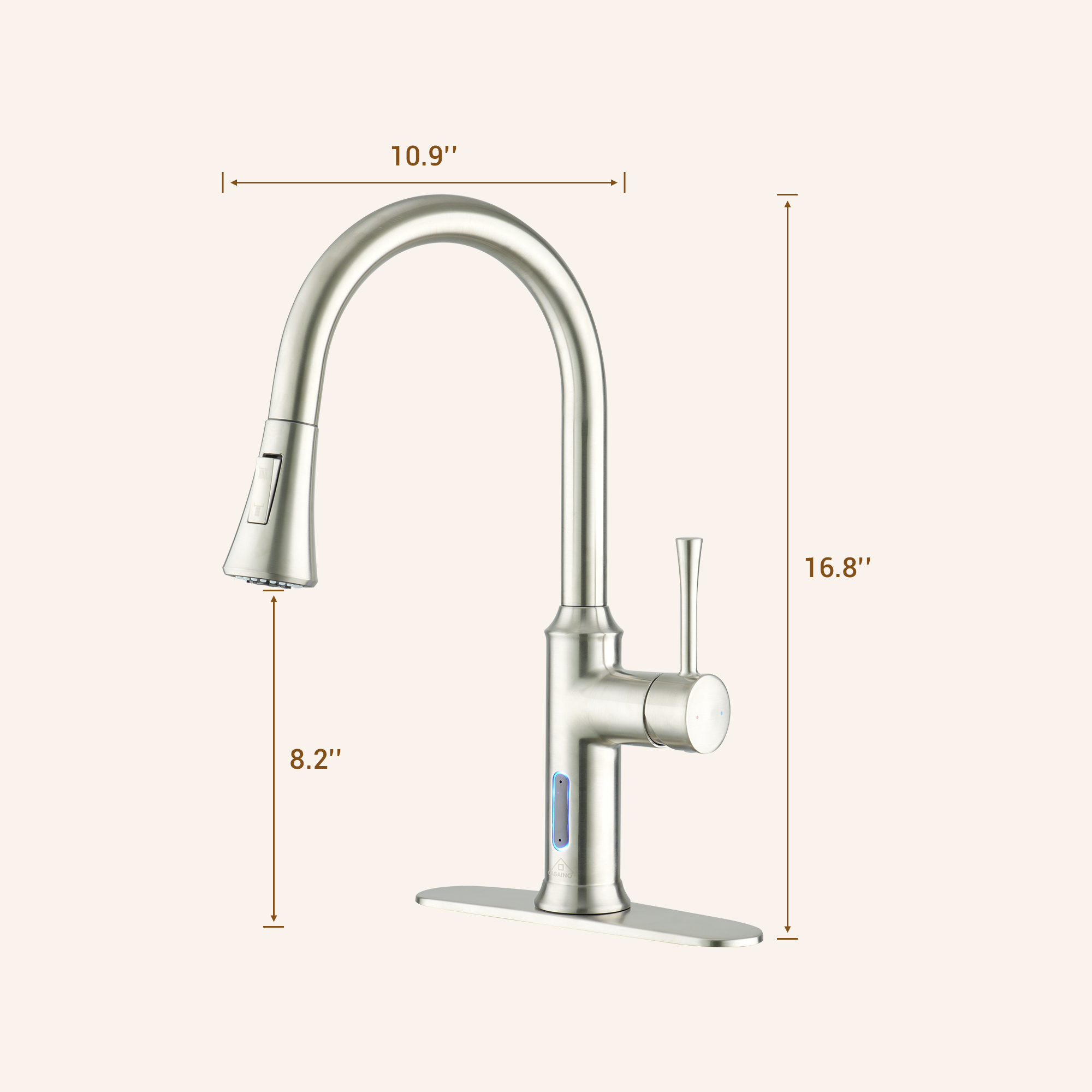 Smart Voice-Controlled Kitchen Faucet with Pull Down Sprayer and Touchless Technology