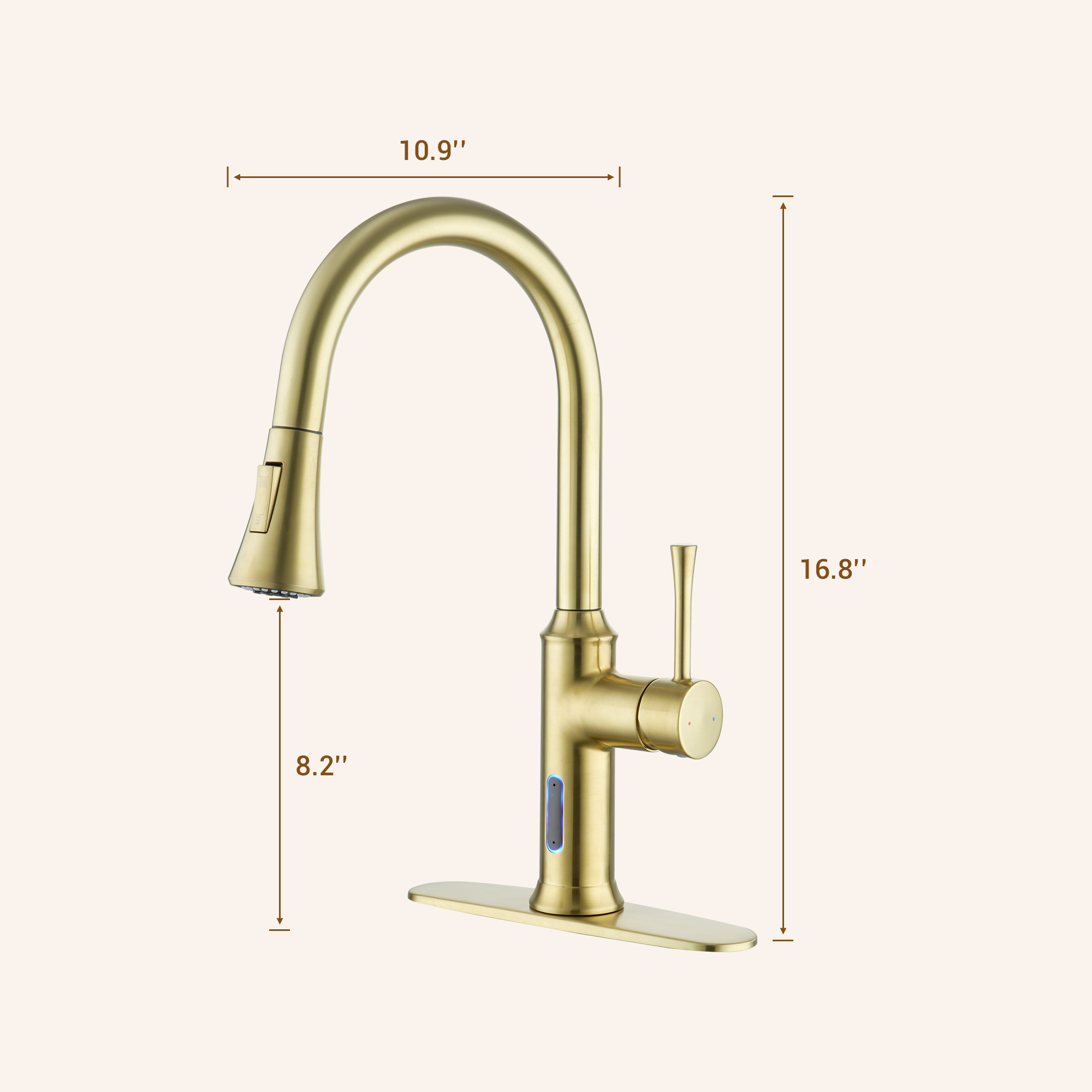 Smart Voice-Controlled Kitchen Faucet with Pull Down Sprayer and Touchless Technology