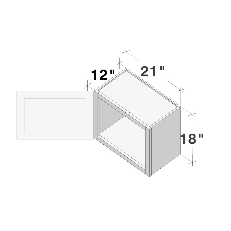 Dove Grey RTA 21"W x 12"D x 18"H Short Wall Cabinet with 1 Door