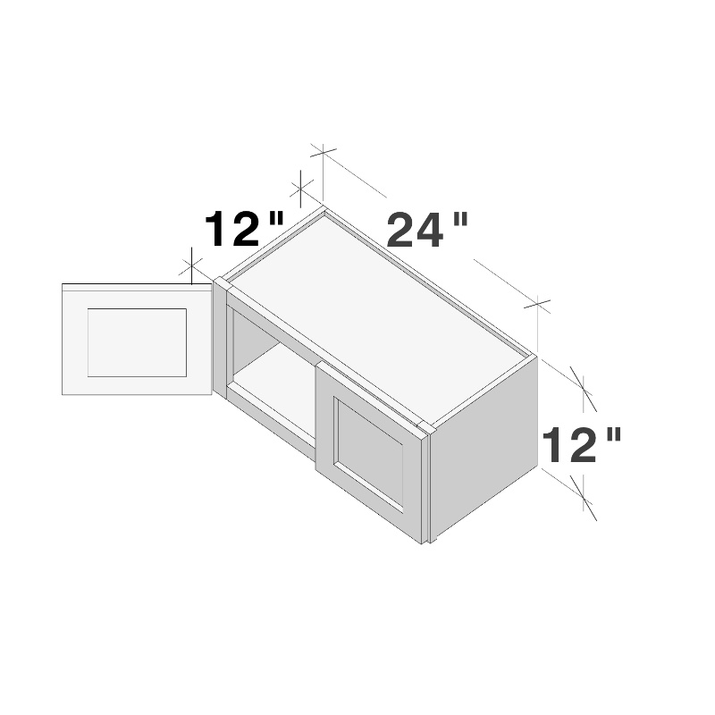 Dove Grey RTA 24"W x 12"D x 12"H Short Wall Cabinet with 2 Doors
