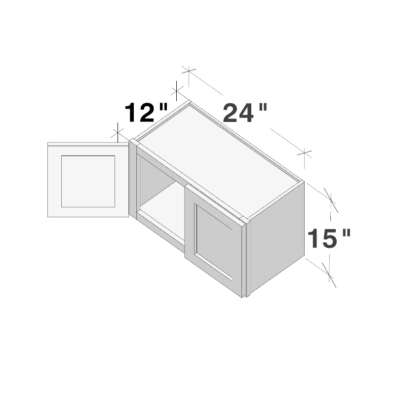 Dove Grey RTA 24"W x 12"D x 15"H Short Wall Cabinet with 2 Doors