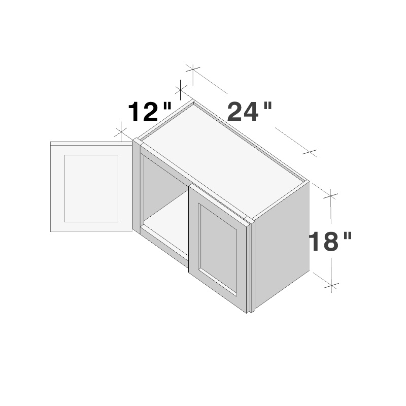 Dove Grey RTA 24"W x 12"D x 18"H Short Wall Cabinet with 2 Doors