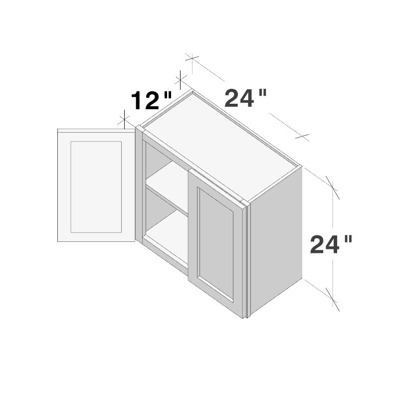 Dove Grey RTA 24"W x 12"D x 24"H Short Wall Cabinet with 2 Doors and 1 Shelf