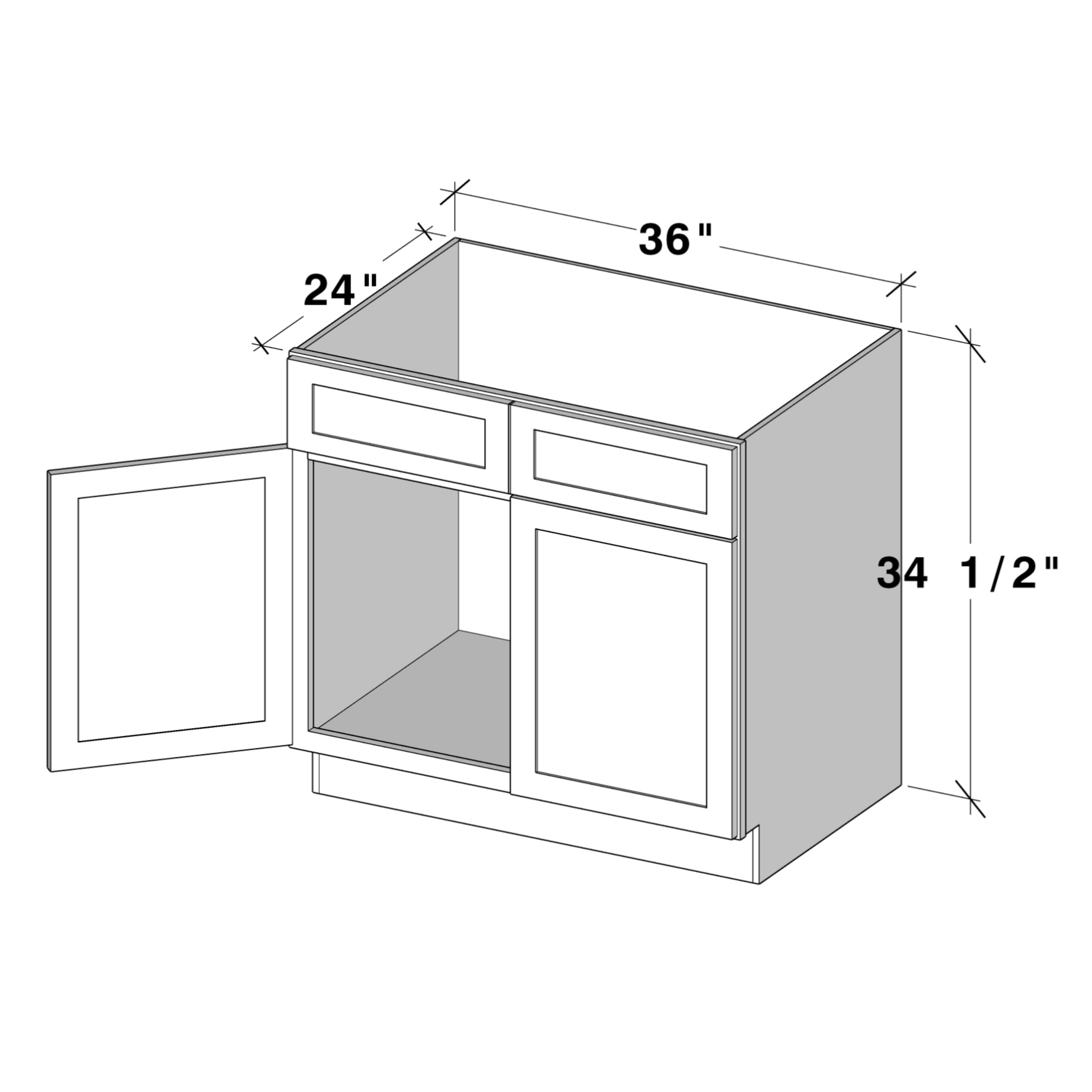White Shaker RTA Kitchen Cabinets Complete Set for DIY Install