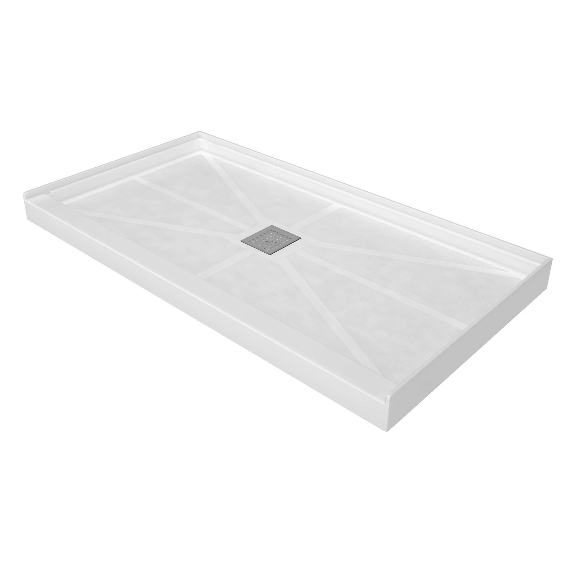 Rectangle SMC White Shower Pan Base with Center Drain