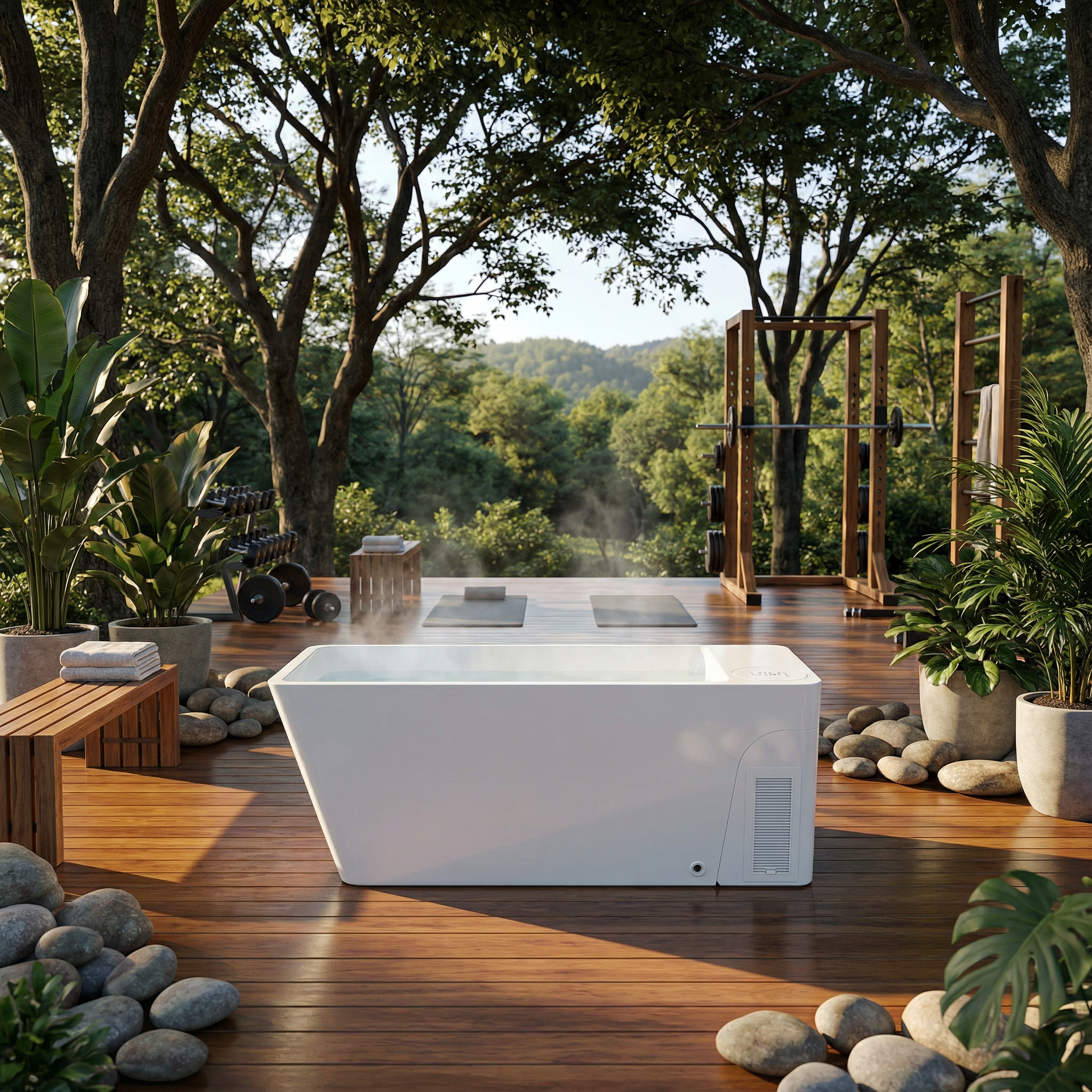 77" Luxury All-in-One Smart Recovery Ice Bath Cold Plunge Tub with Built-In 1HP Chiller