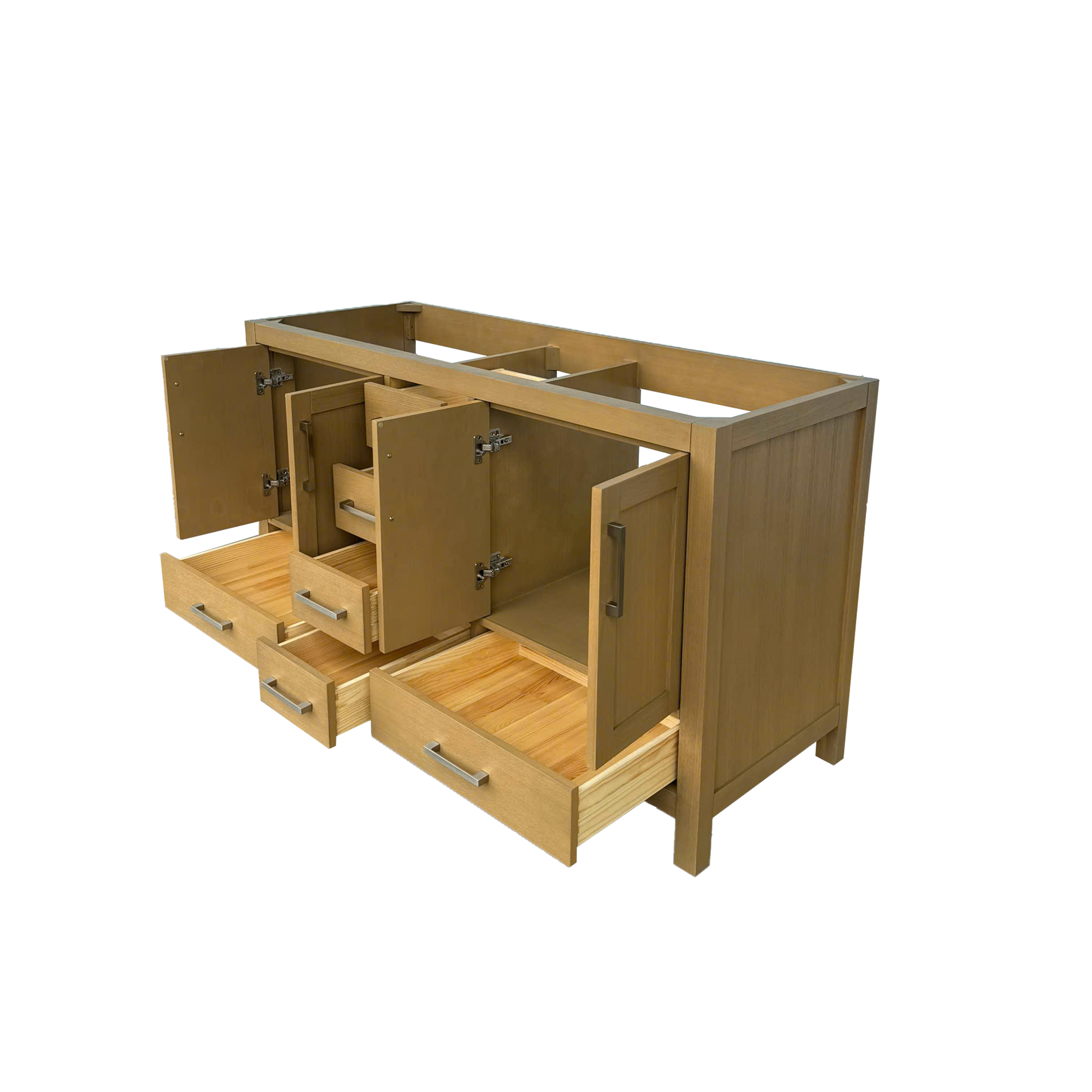 42"/55"/60"/72"/84" Warm Oak Freestanding Bathroom Vanity with Solid Wood Construction