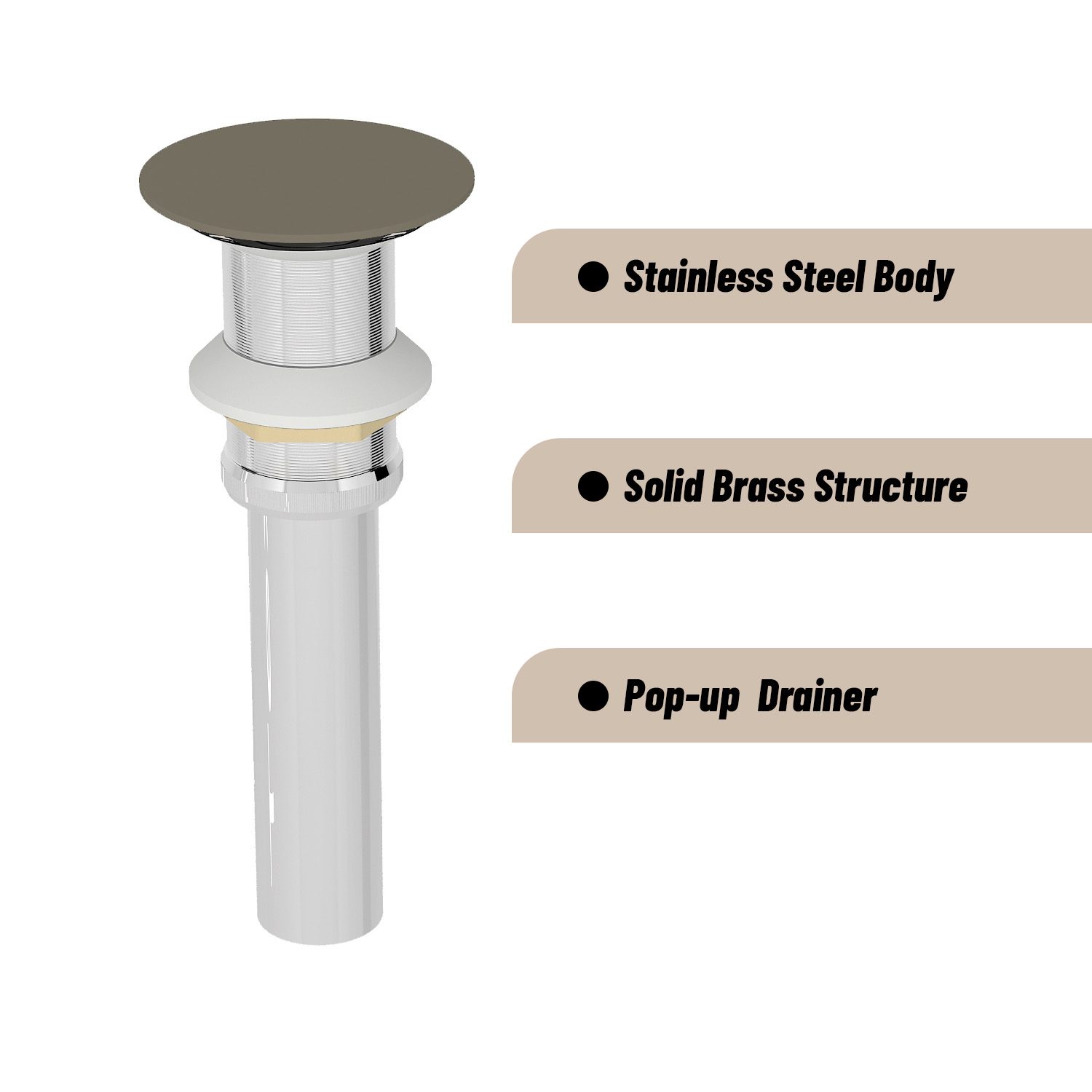 CASAINC 15in Bathroom Concrete Square Vessel Snk with Drainer in Mottled Bluish Grey / Cold Concrete Grey / Taupe Clay