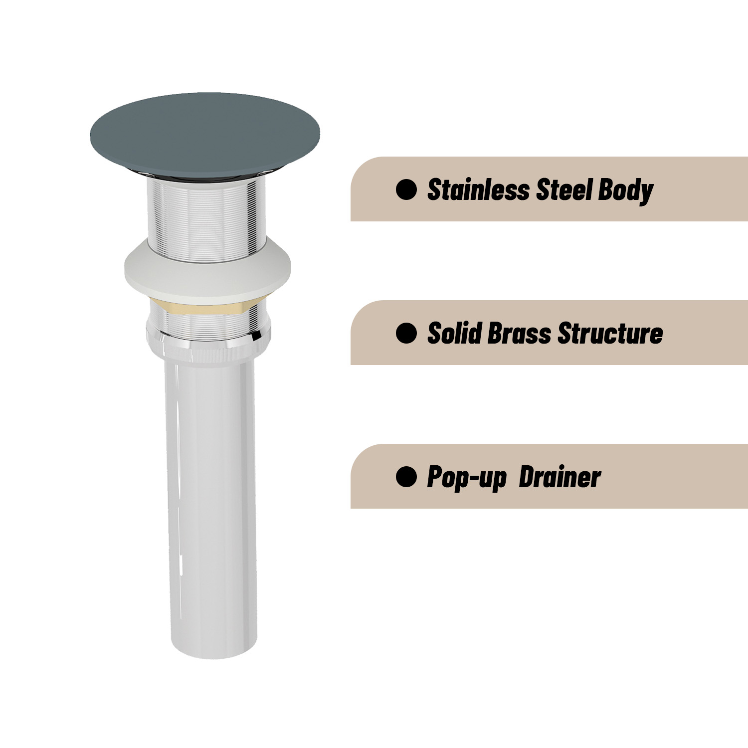 CASAINC 21in Bathroom Egg-shaped Concrete Vessel Sink With Drainer in Black Earth / Mottled Bluish Grey / Blue Ashes