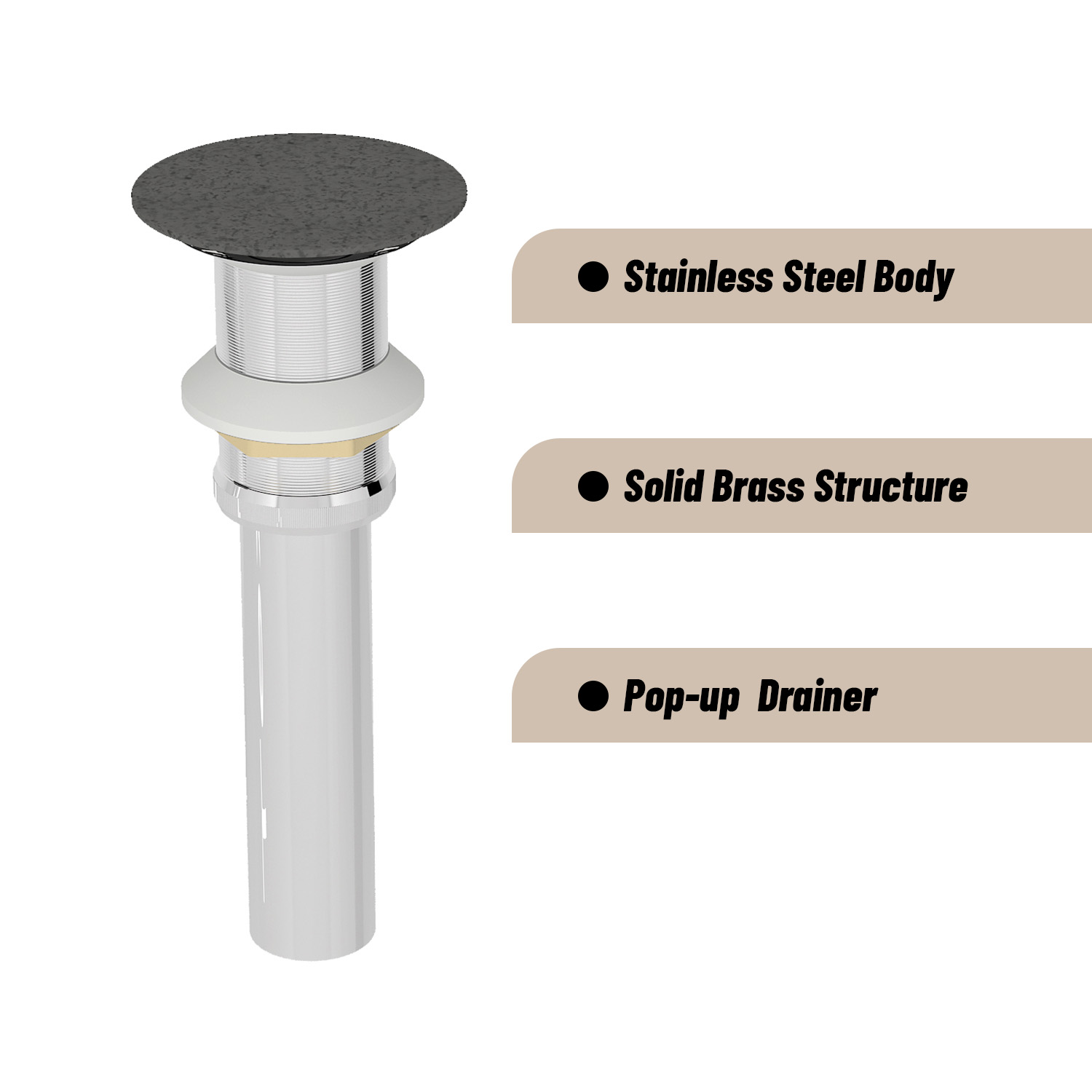 CASAINC 23in Bathroom Concrete Oval Vessel Sink with Drainer in Black Earth / Mottled Bluish Grey / Cold Concrete Grey