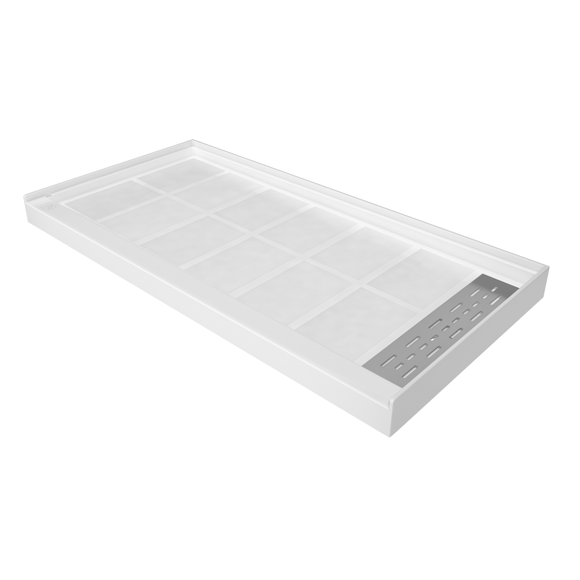 60"x30" Solid Surface Alcove Shower Pan Base in White, Drain Included