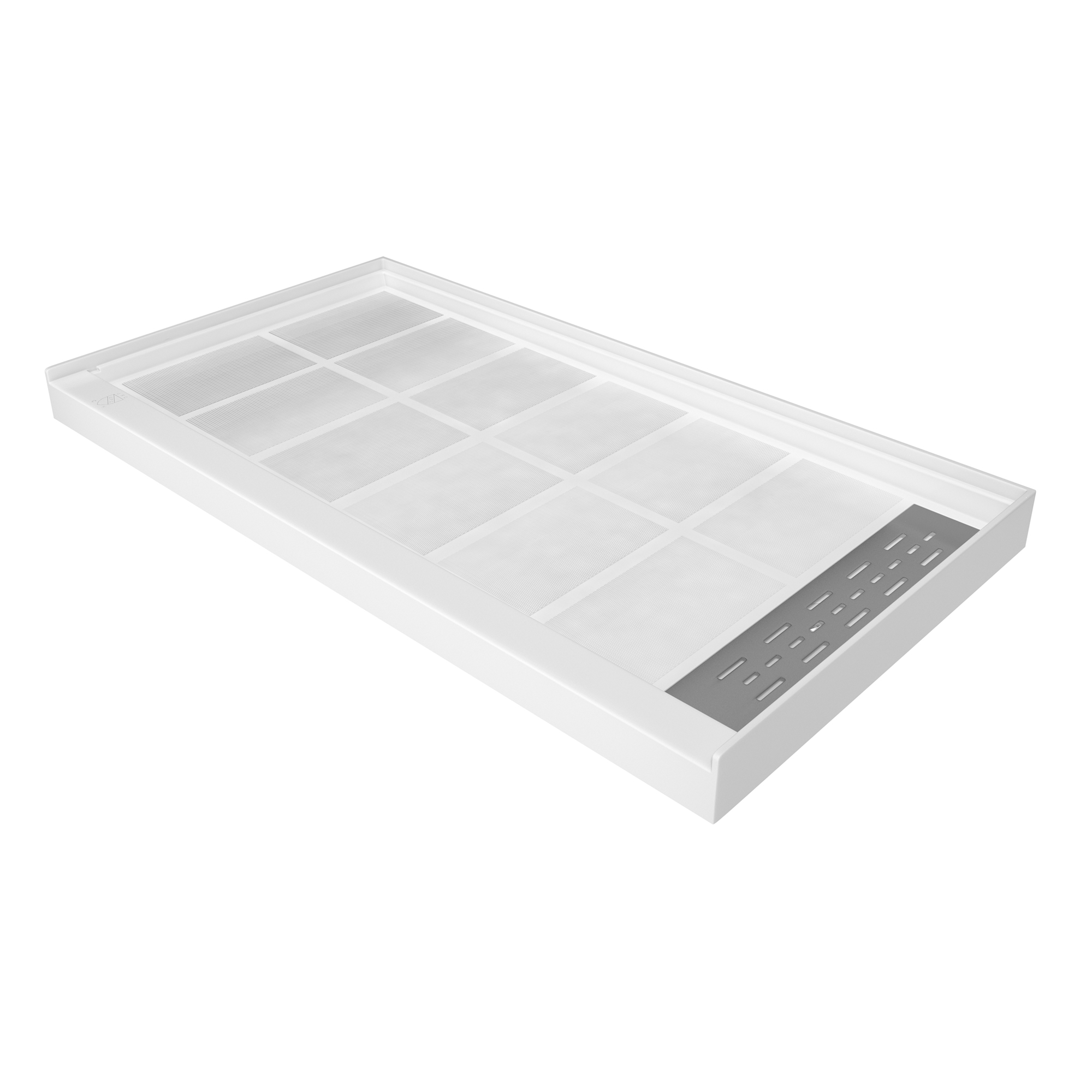 60"x32" White Solid Surface Single Threshold Alcove Shower Pan Base