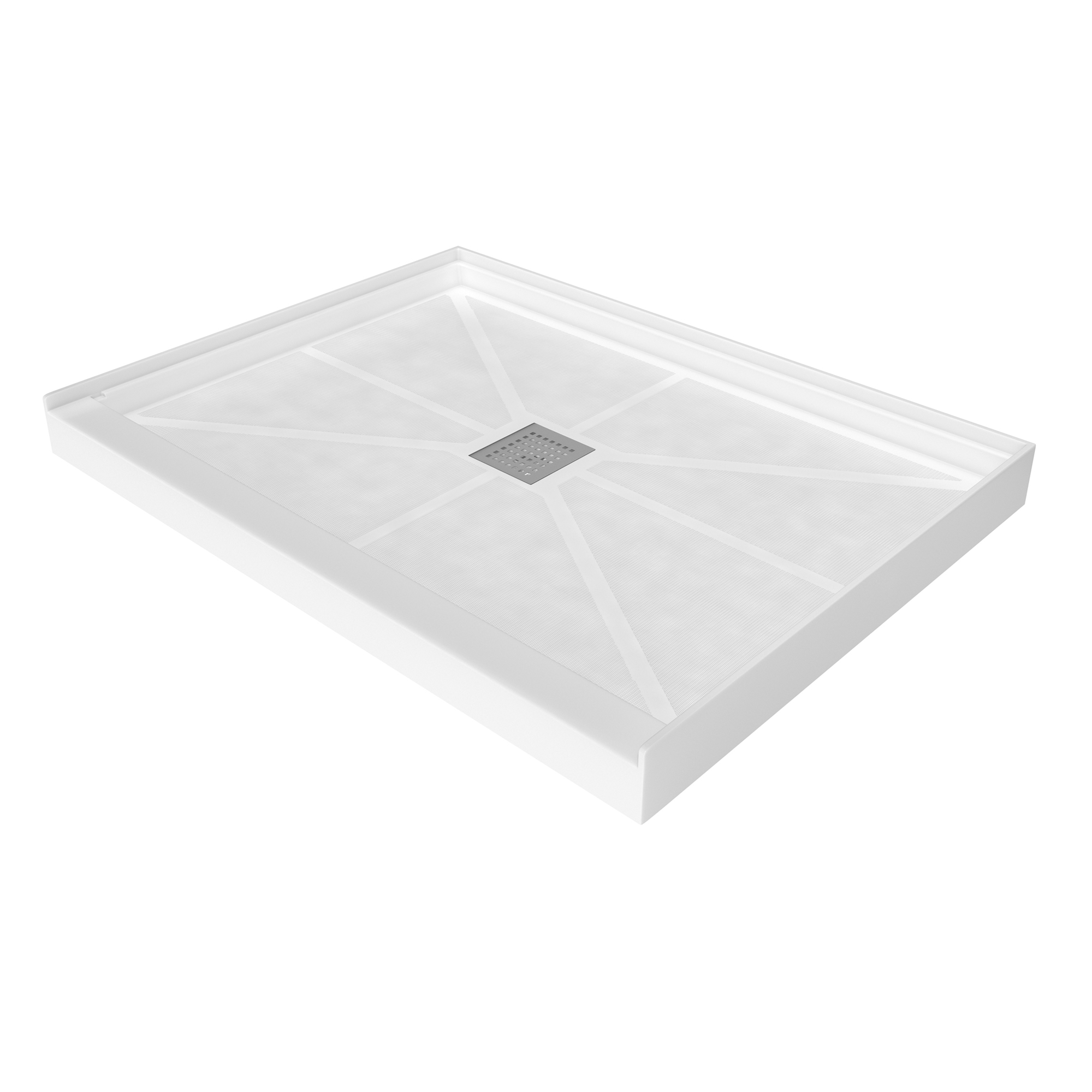 Rectangle Solid Surface White Shower Pan Base with Center Drain