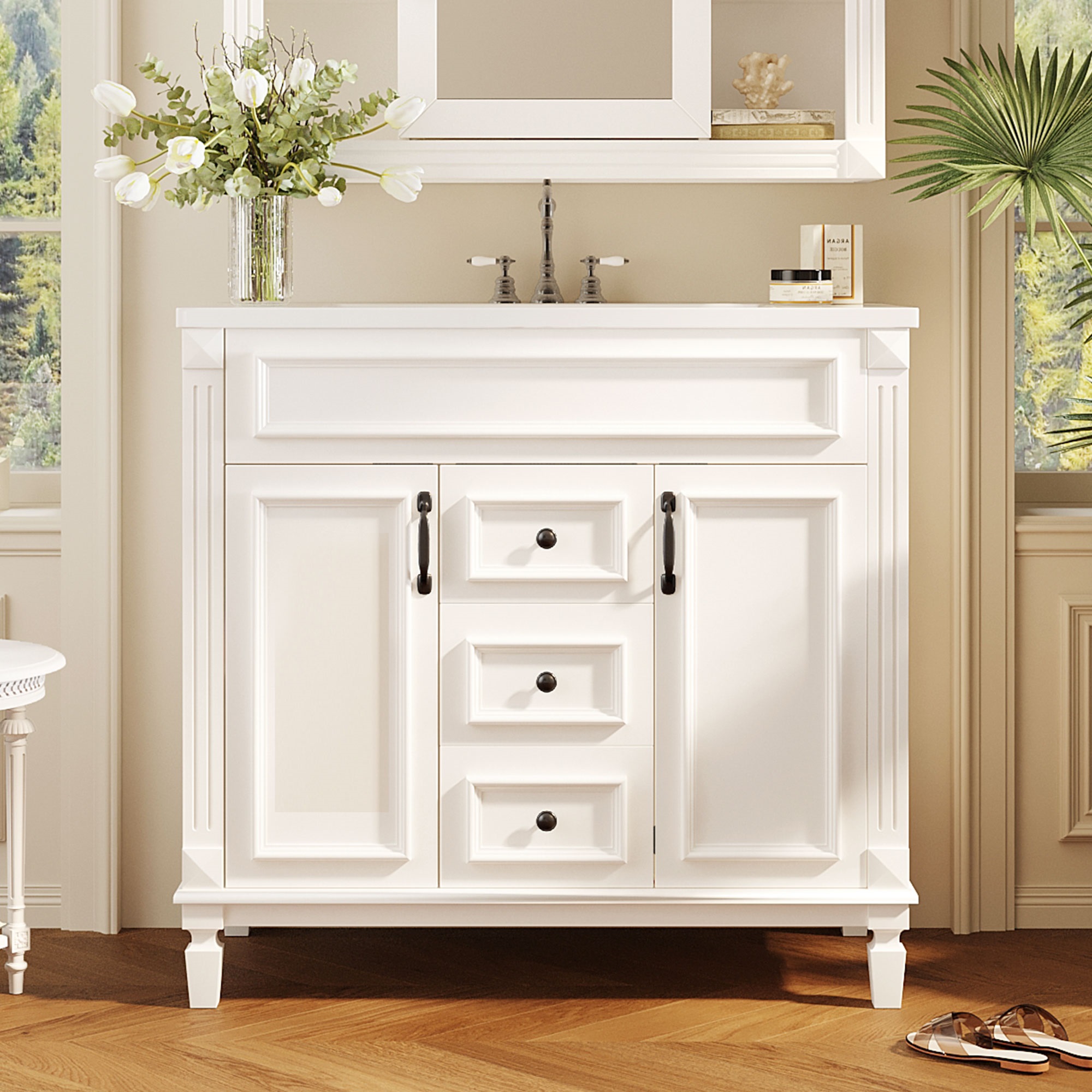 36'' Single Sink Freestanding Bathroom Vanity with 2 Soft Closing Doors and 2 Drawers