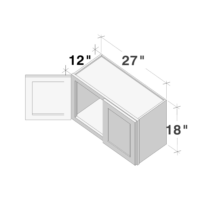 Dove Grey RTA 27"W x 12"D x 18"H Short Wall Cabinet with 2 Doors