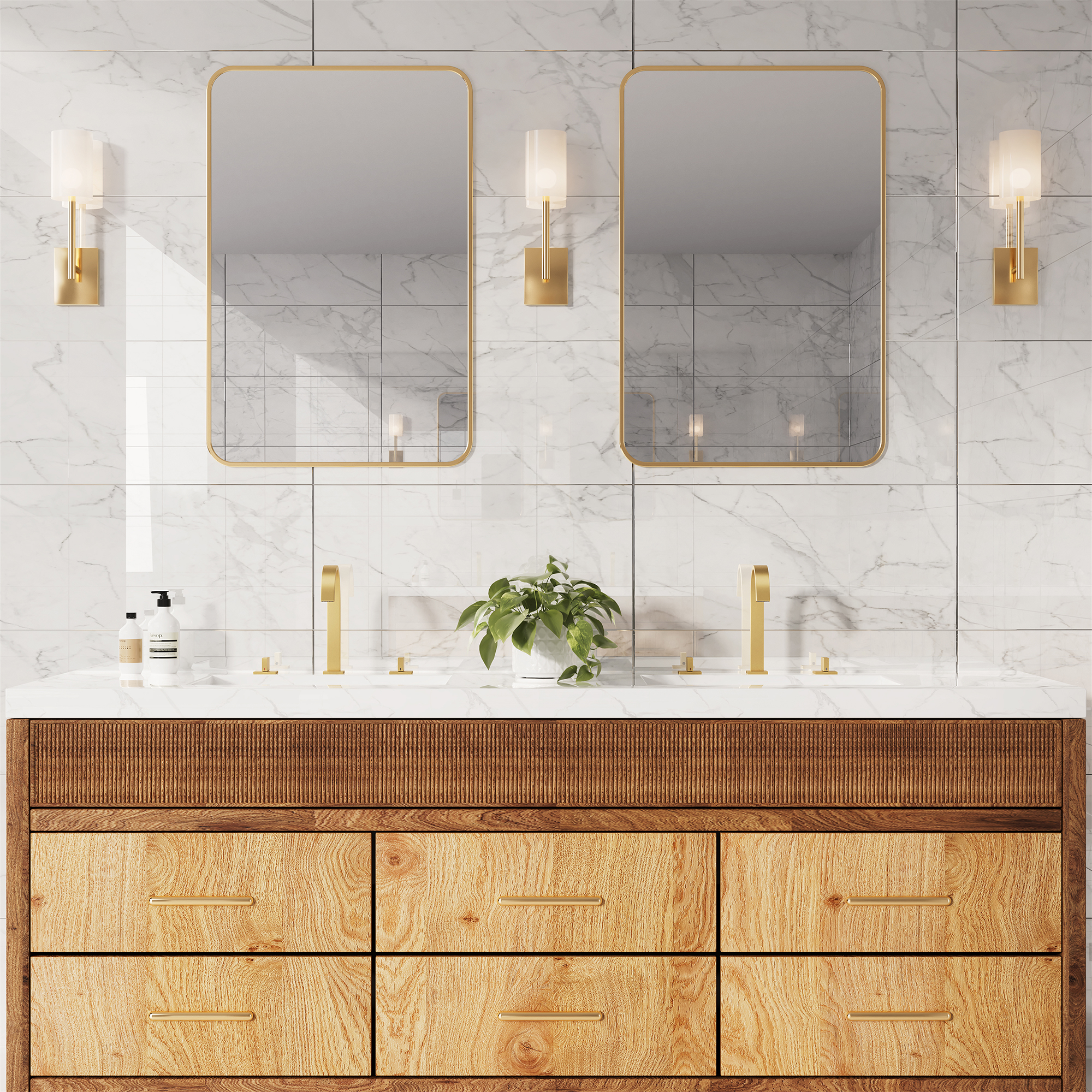 3-Hole Widespread Deck Mounted Waterfall Bathroom Basin Faucet